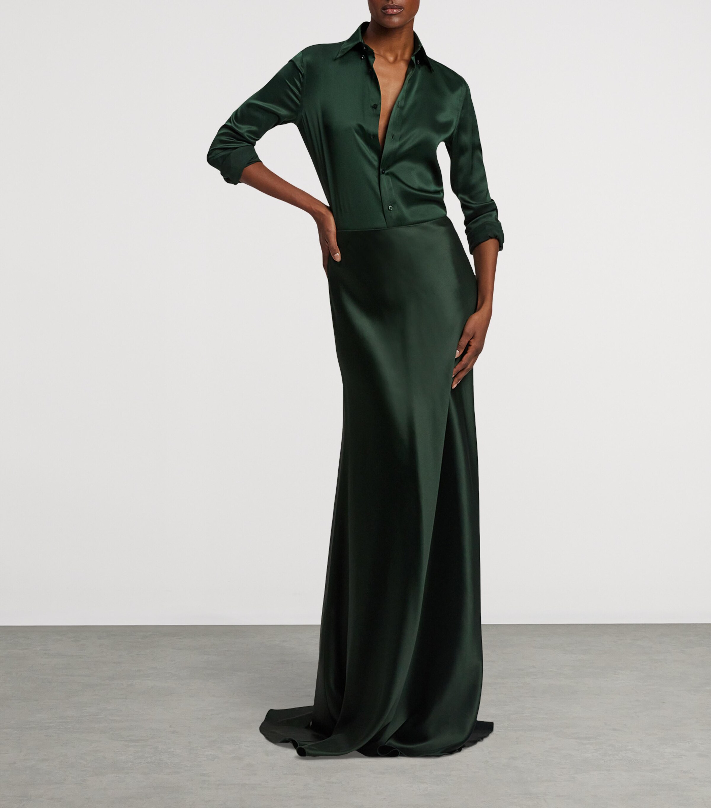 Ralph Lauren Collection Stretch Satin Masina Maxi Skirt