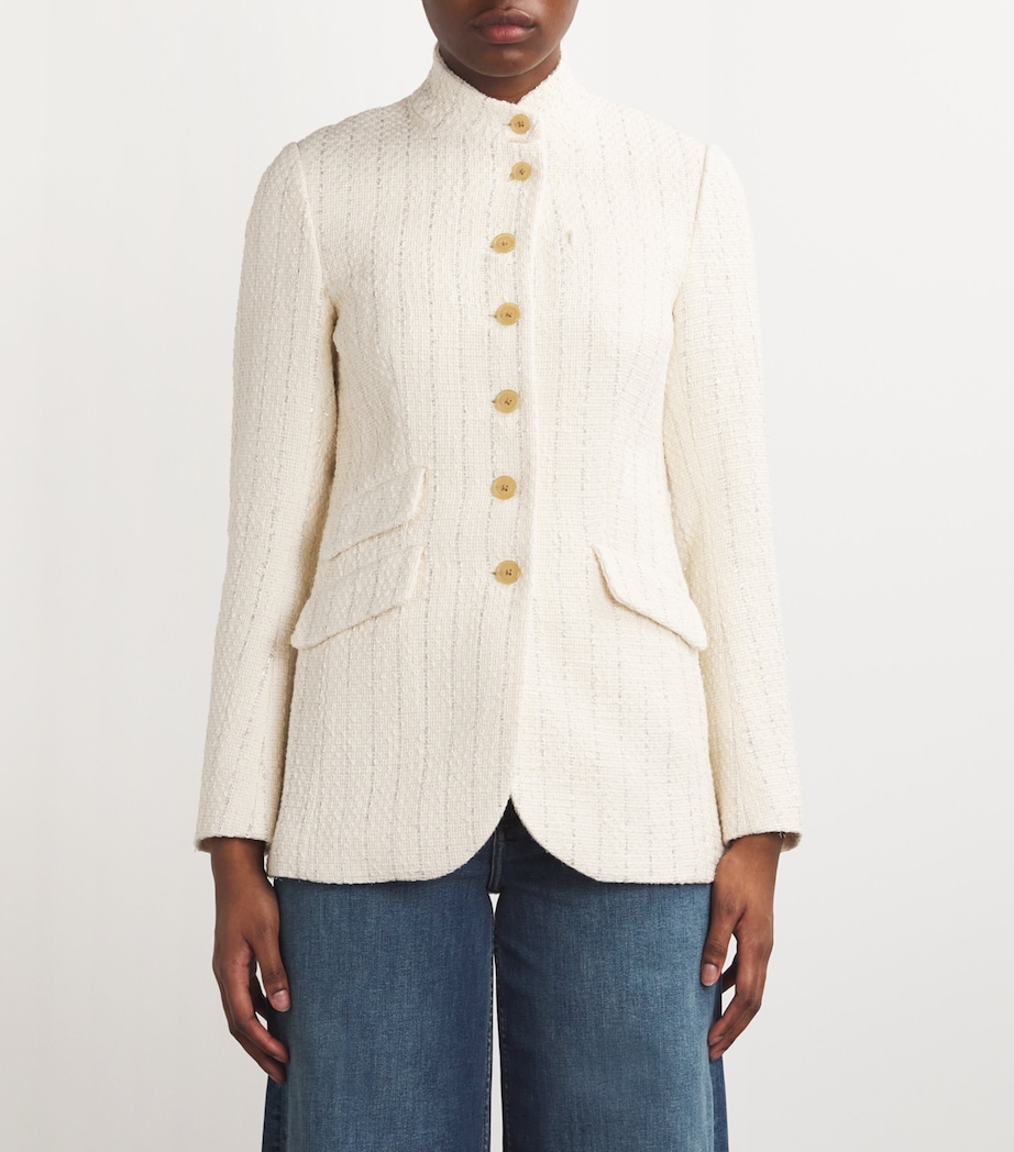 Rag & Bone Womens Metallic Tweed Slade Blazer Ivory Image 3