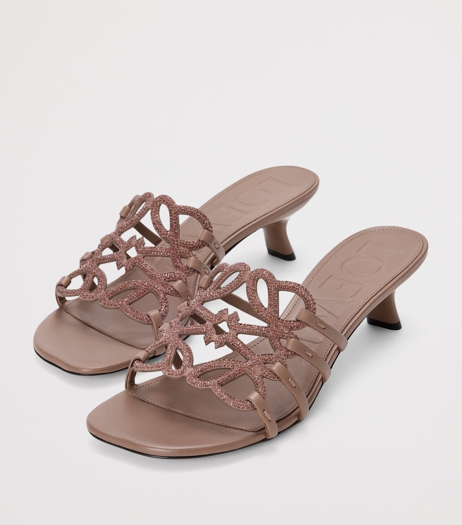 Leather Petal Anagram Mules 45 LIGHT TAUPE Image 2
