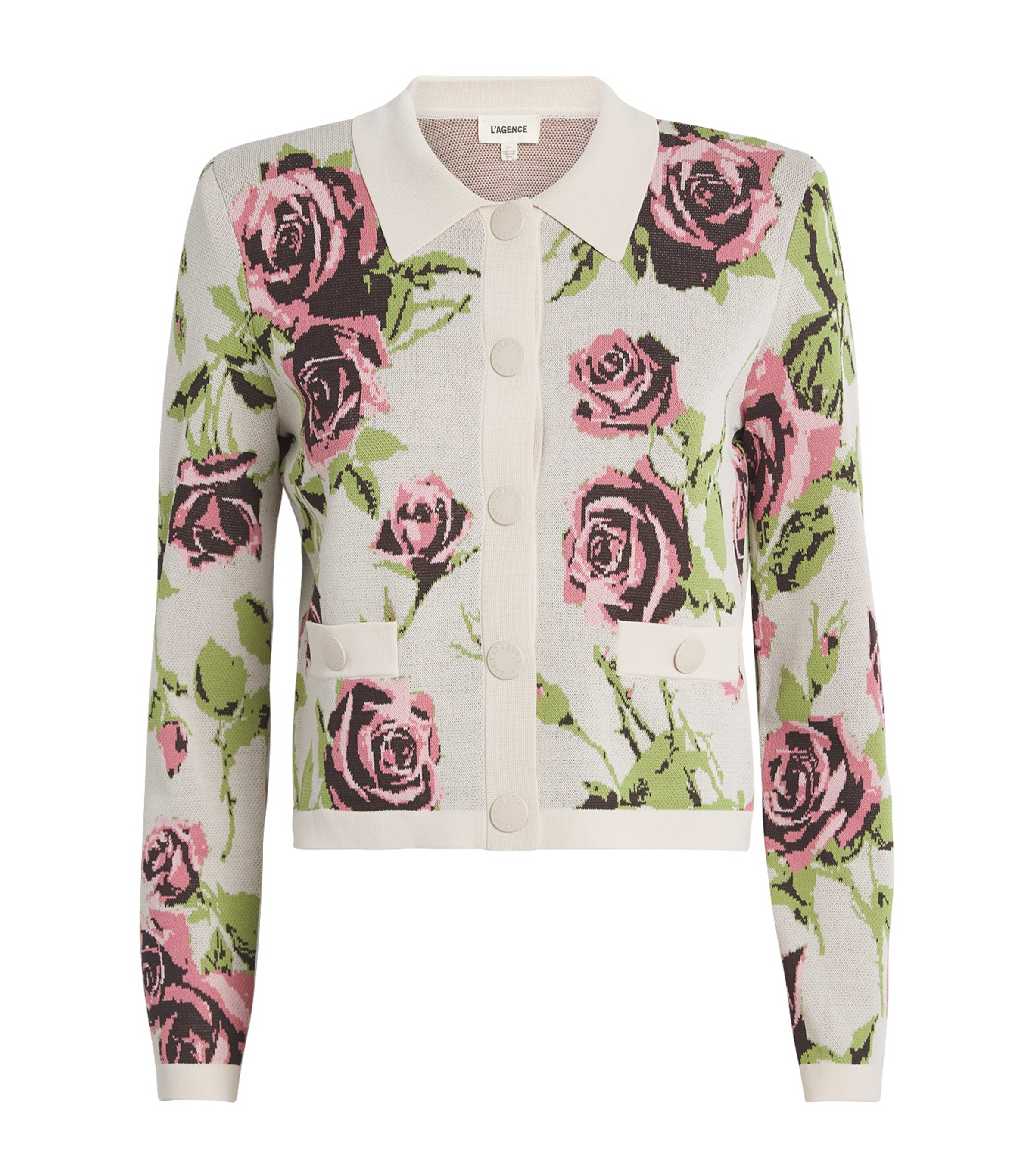 L'Agence Womens Floral Osiris Cardigan Emr Ecr/mv Rmntc Rse Image 1