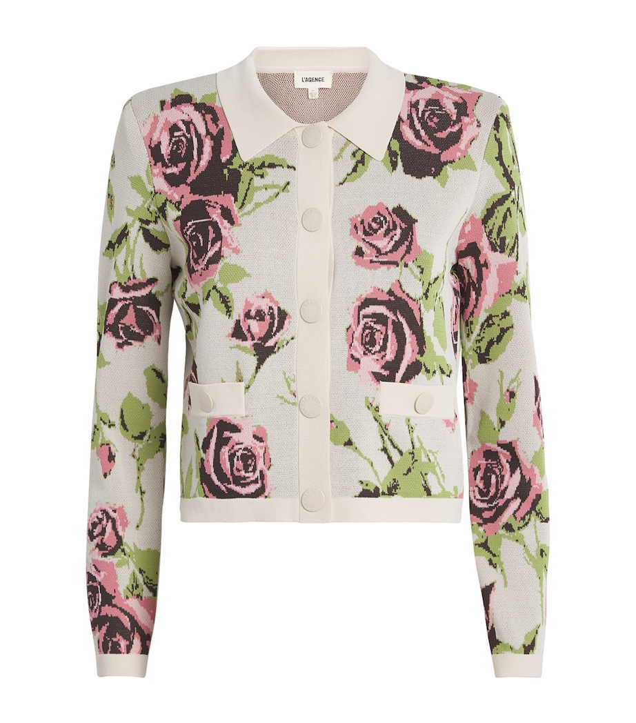 L'Agence Womens Floral Osiris Cardigan Emr Ecr/mv Rmntc Rse Image 1