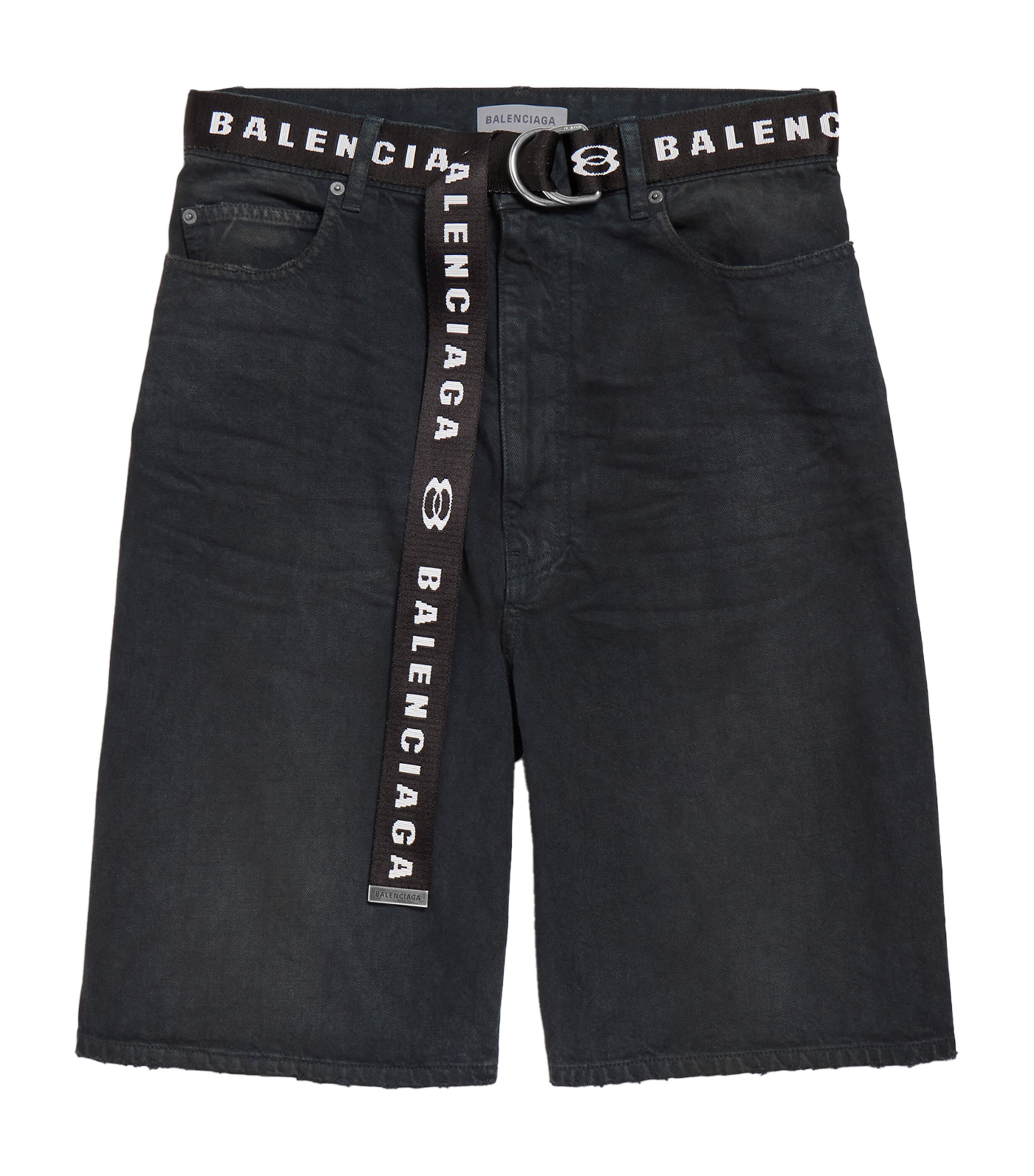 Balenciaga Mens Belted Oversized Denim Shorts Image 1