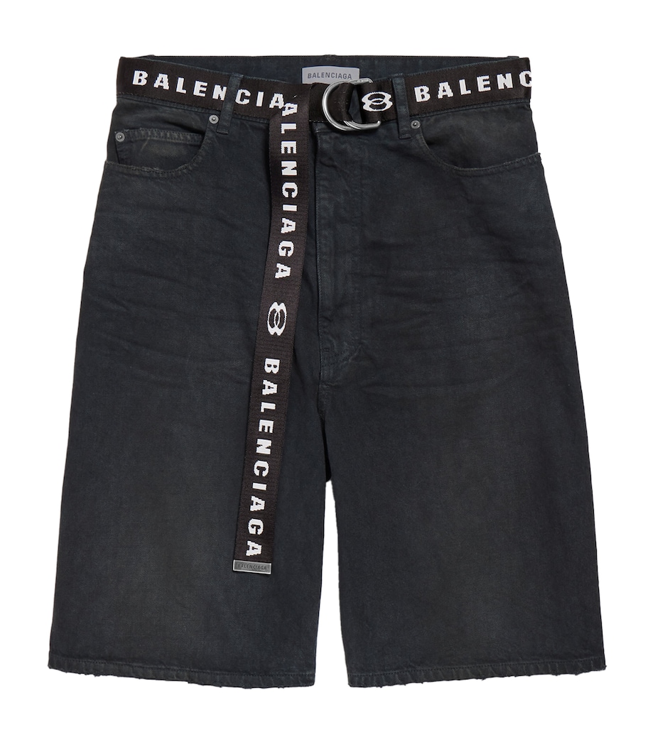 Balenciaga Mens Belted Oversized Denim Shorts Image 1