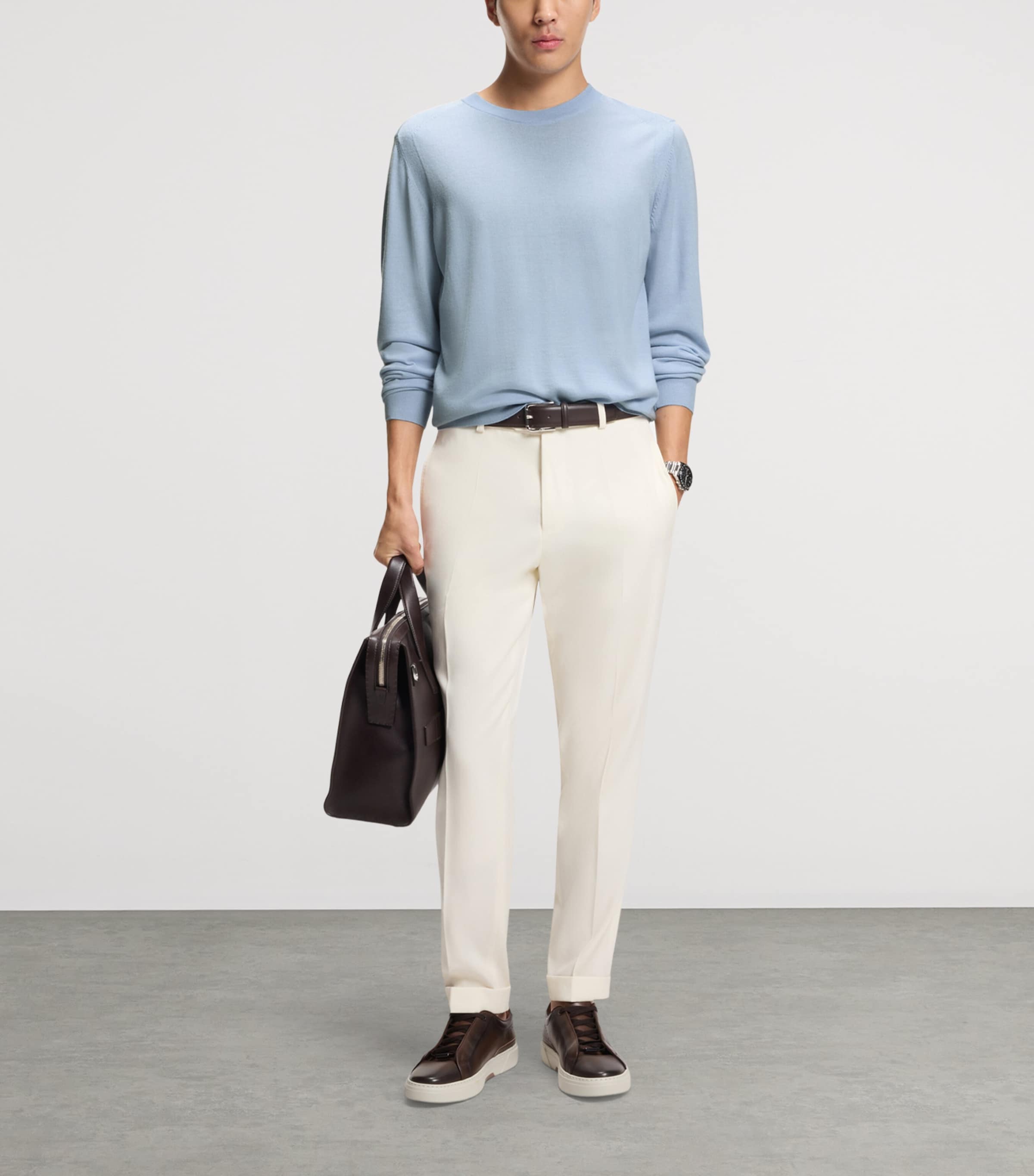 BOSS Mens Wool-Silk-Cashmere Sweater Image 4