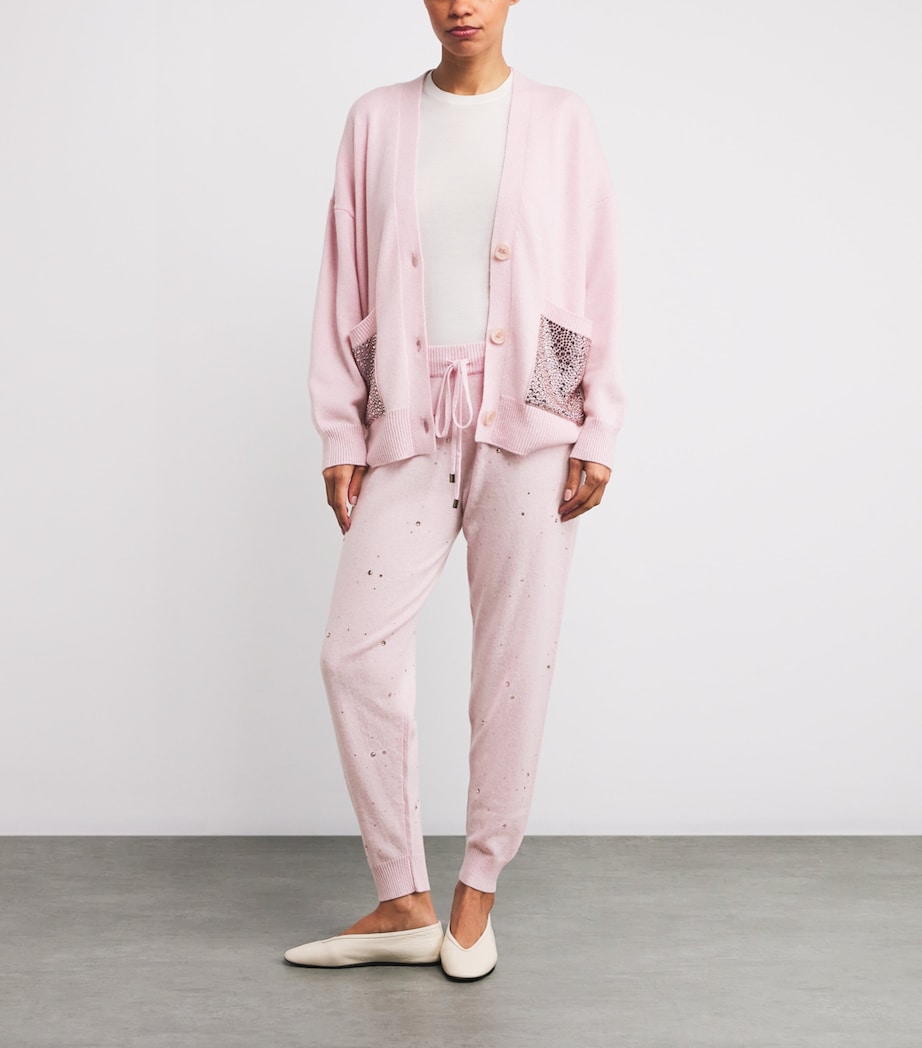 Cashmere Crystal-Embellished Sweatpants PINK SORBET/VIN Image 2