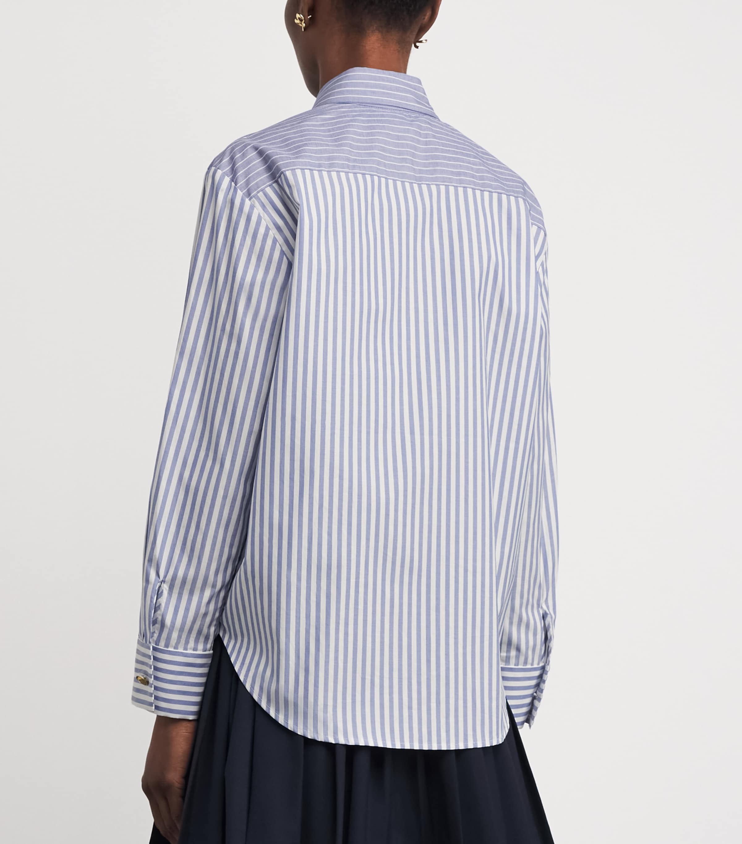 Sandro Paris Womens Cotton Stripe Shirt Blu / White Image 4