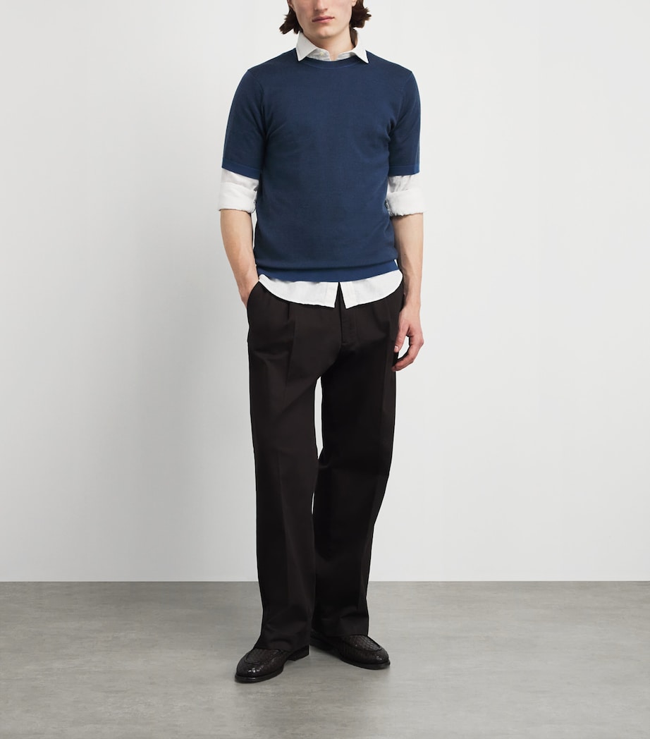 John Smedley Mens Merino Wool Roderick T-Shirt Teal Firth/hpb Image 2