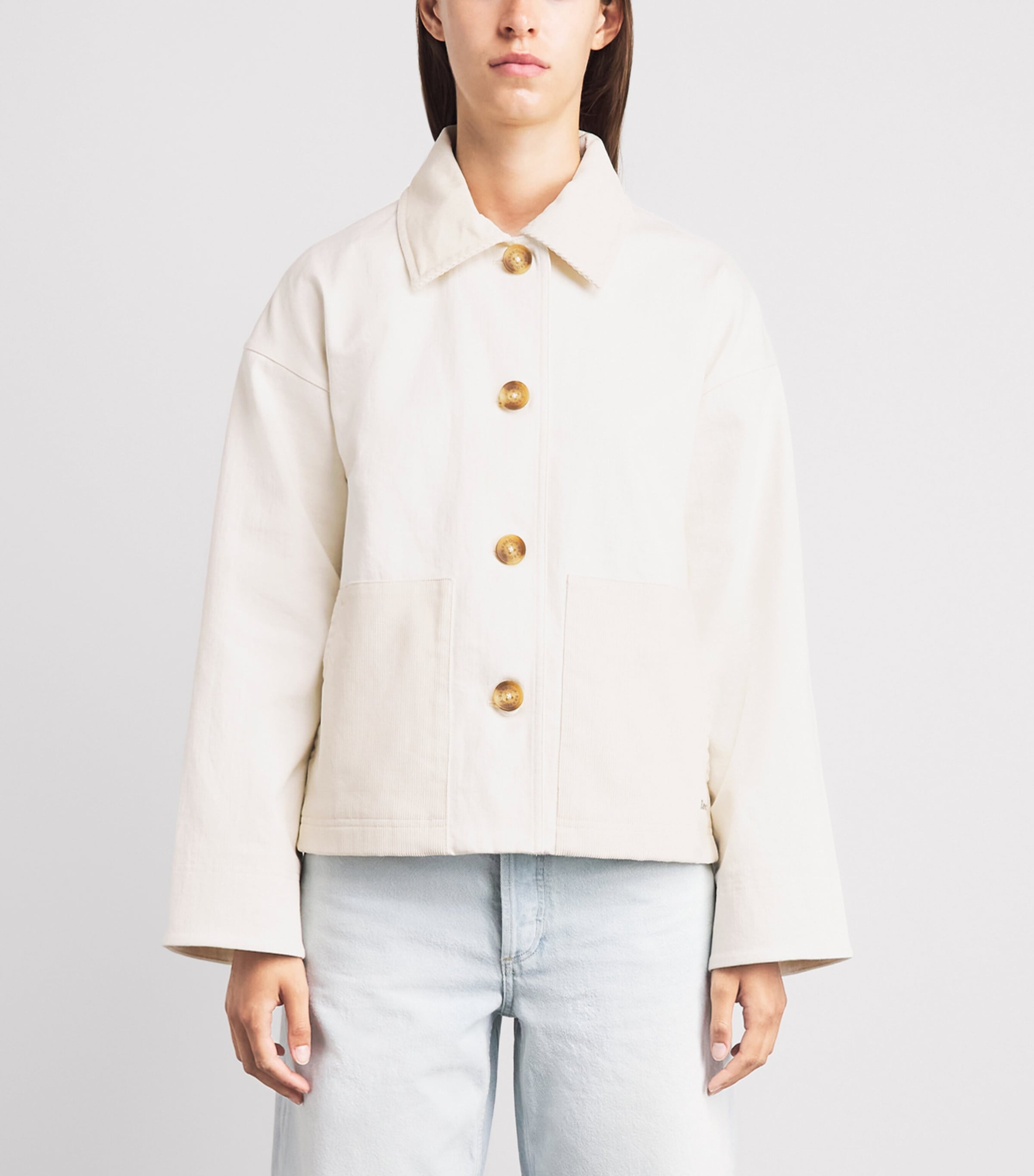 Barbour Womens Stretch-Cotton Cloverdale Jacket Neutral Image 4