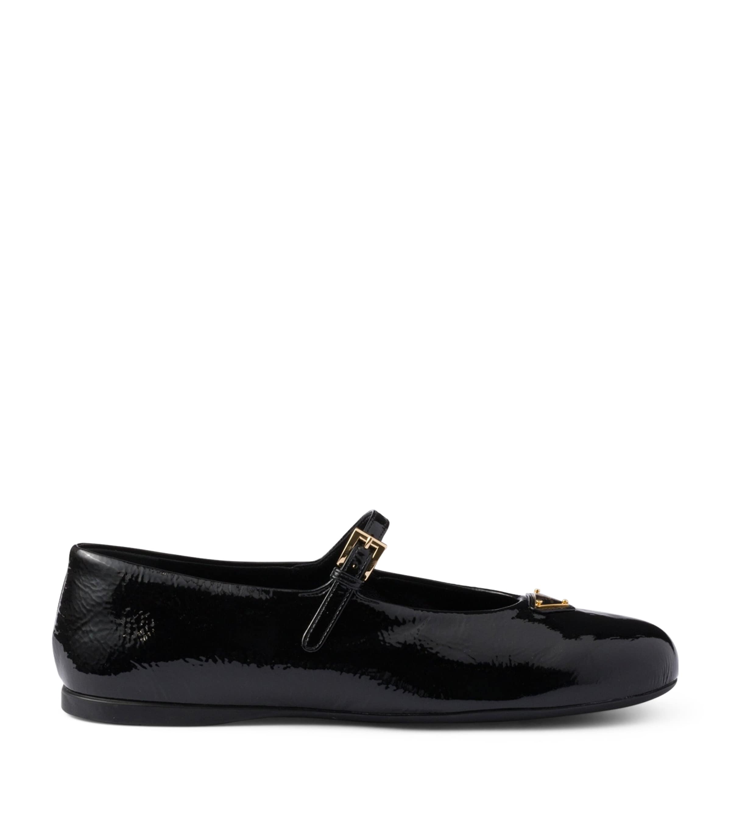 Prada Patent Leather Triangle Ballet Flats Black Image 1