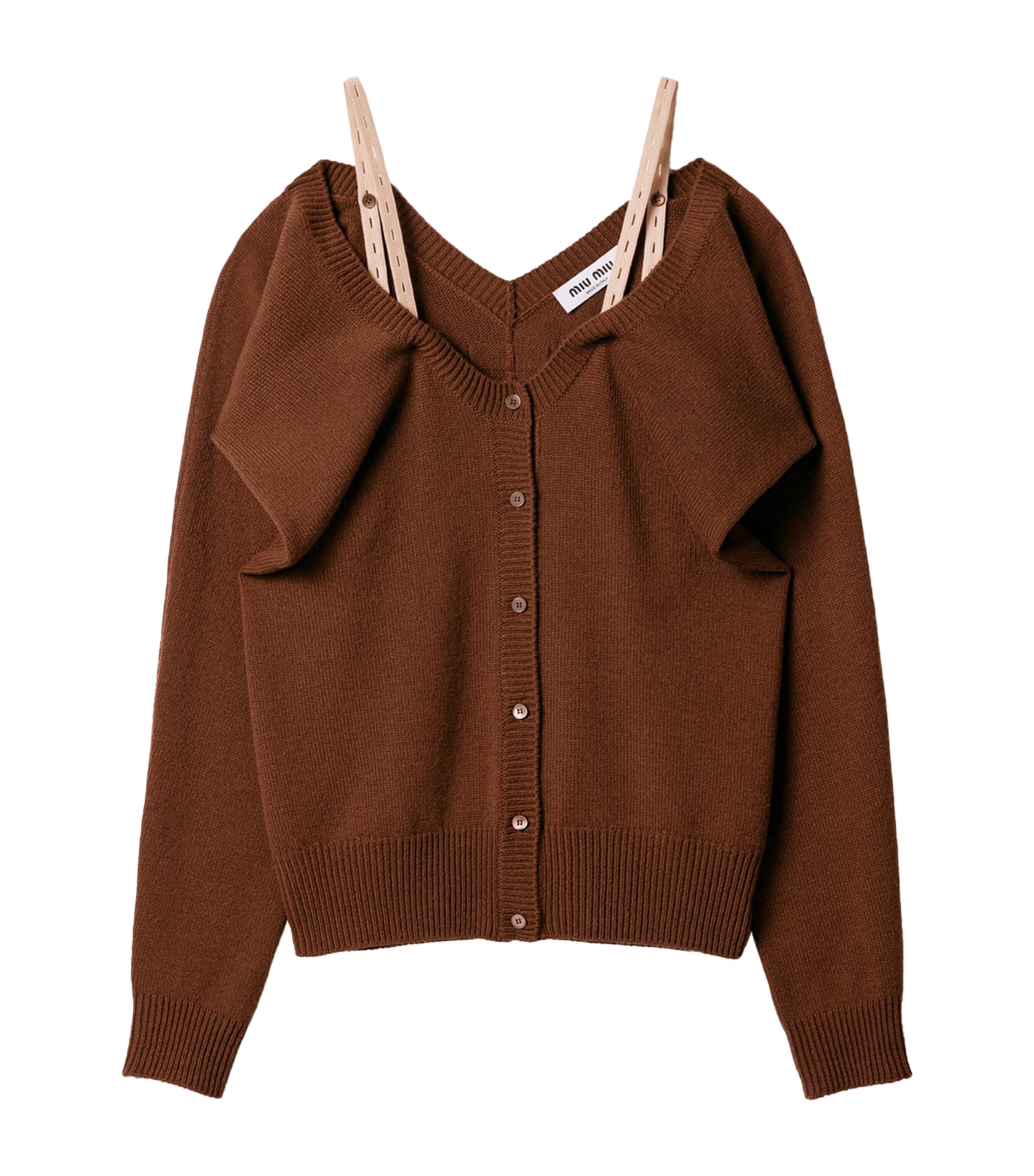 Miu Miu Womens Cashmere Cropped Cardigan Image 1