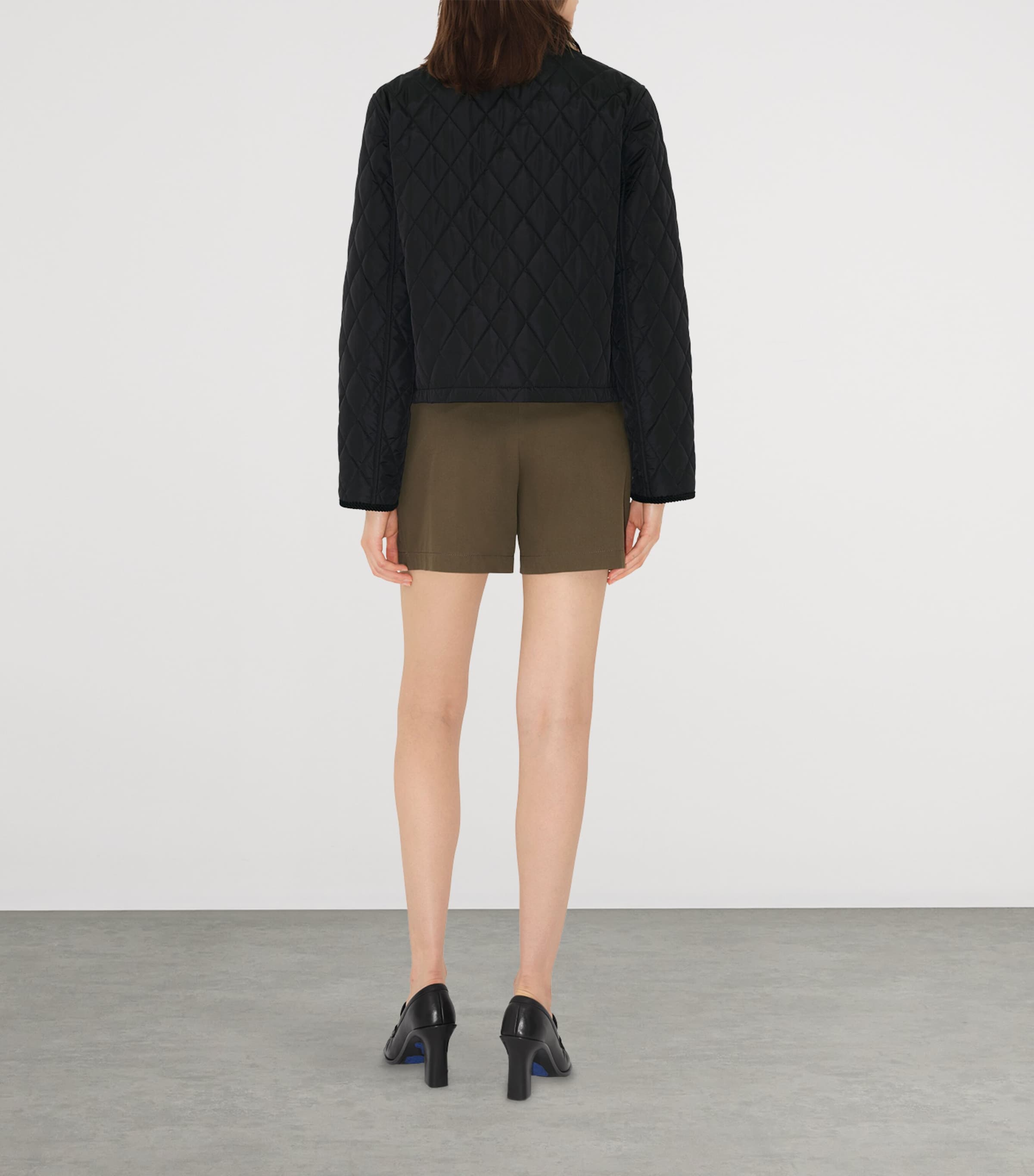 Cropped Quilted Field Jacket BLACK/SAND IP CHECK Image 4