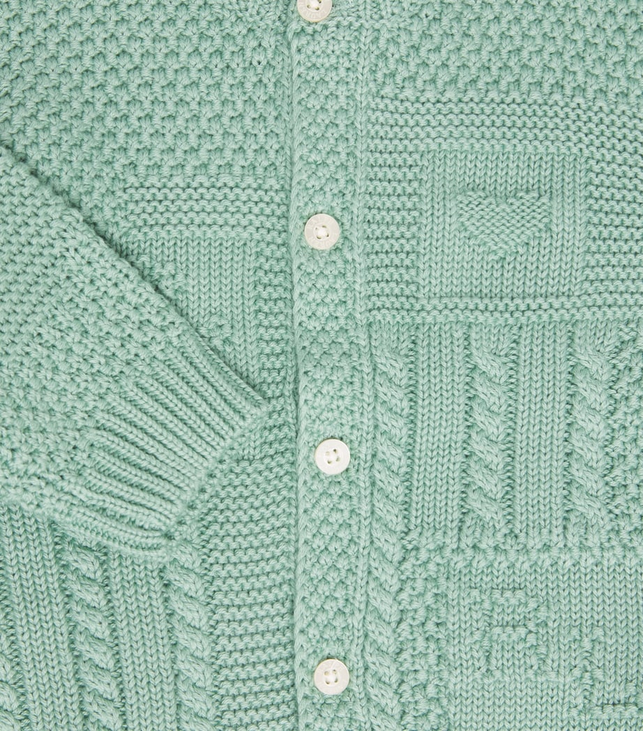 Ralph Lauren Kids Cotton Logo Cardigan (3-24 Months) Faded Mint Image 3