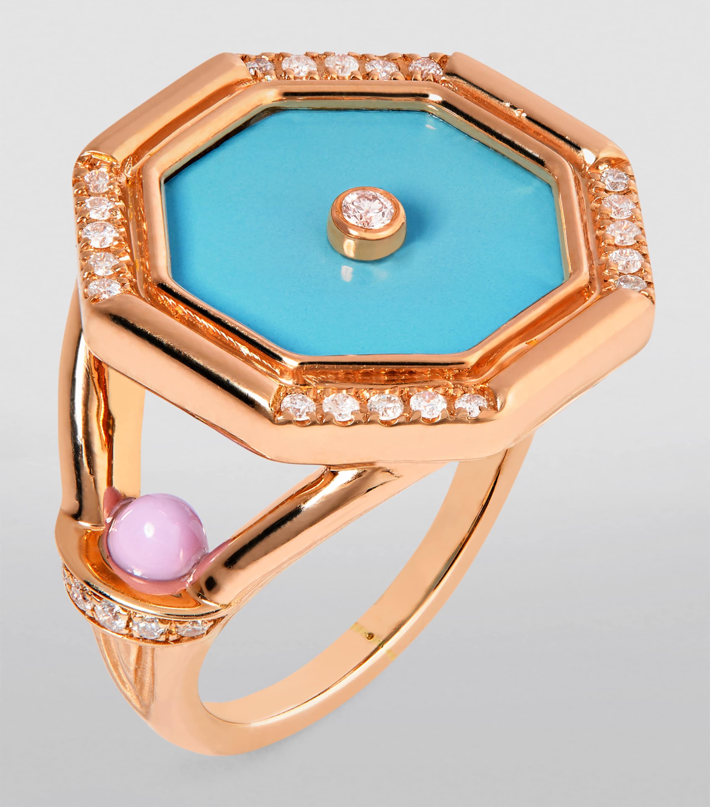 L'ATELIER NAWBAR Rose Gold, Diamond and Turquoise Amulets of Light Ring Baby Blue Lilac Image 2