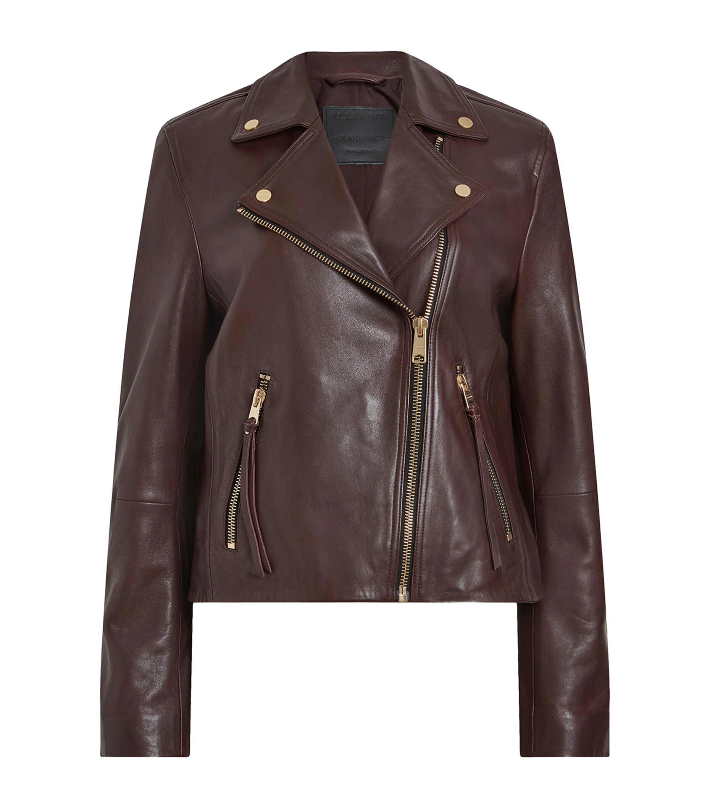 AllSaints Red Leather Dalby Biker Jacket | Harrods US