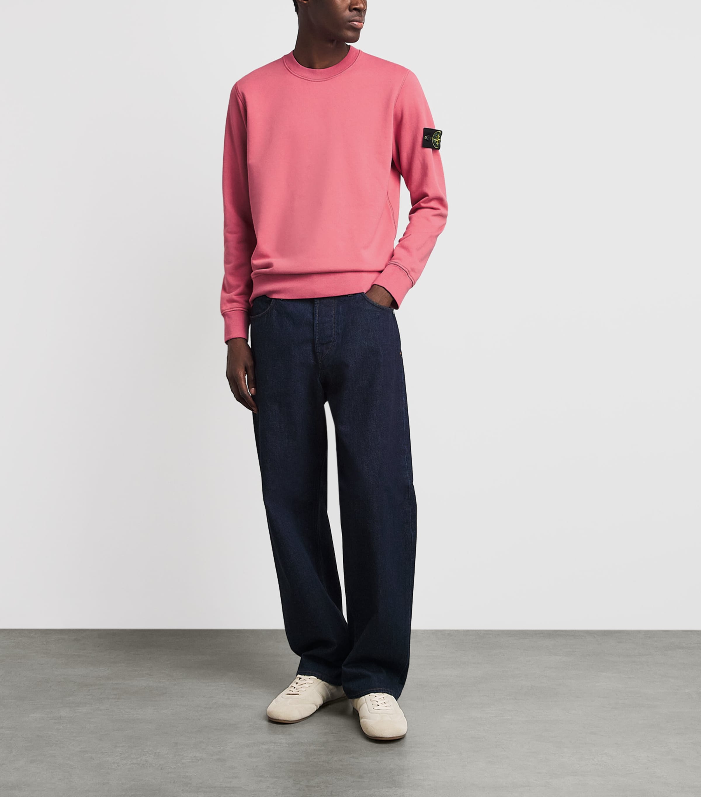 Stone Island Mens Cotton Compass Logo Sweatshirt Image 2