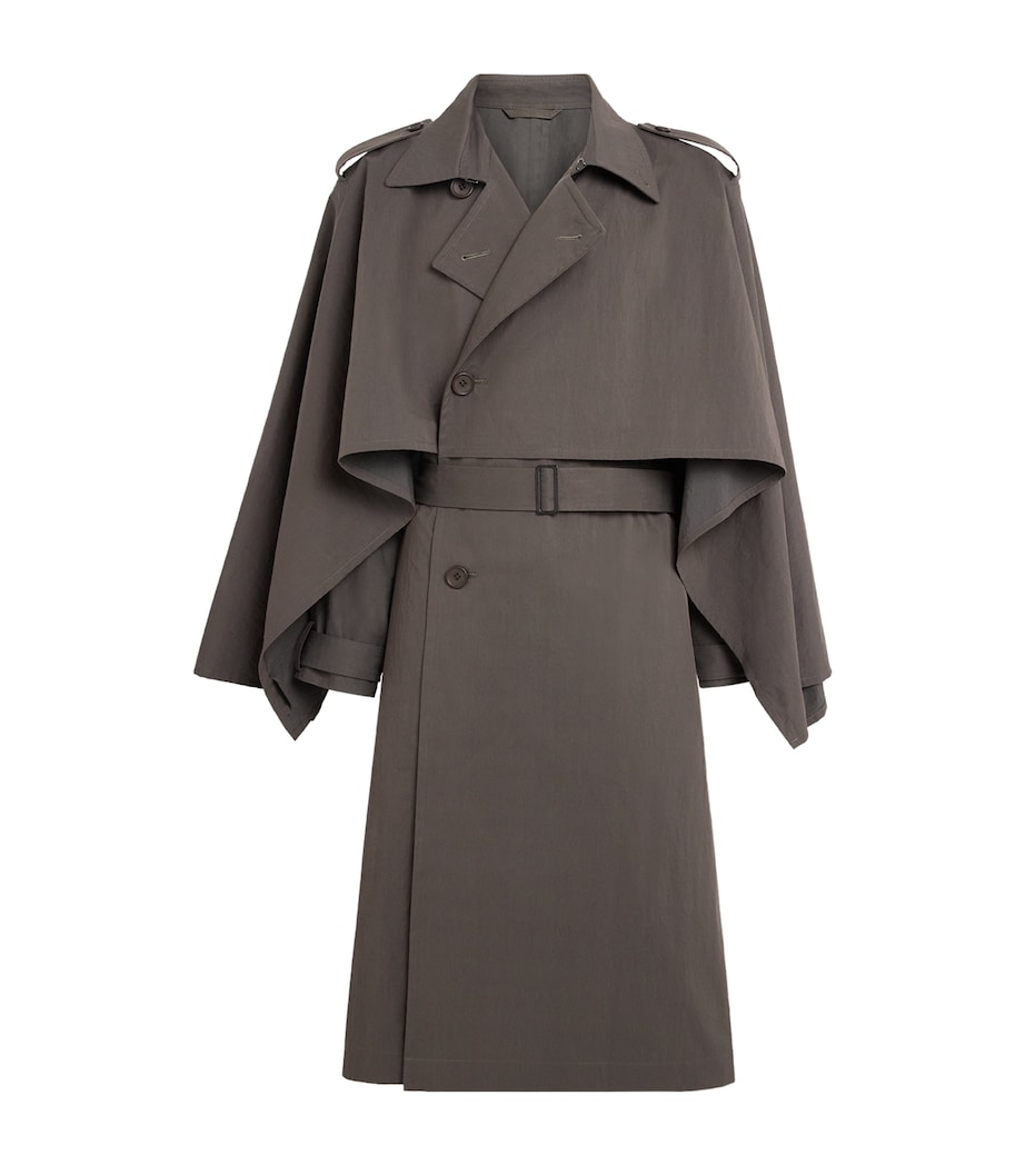 IM MEN Mens Overlap Trench Coat Brown Image 1