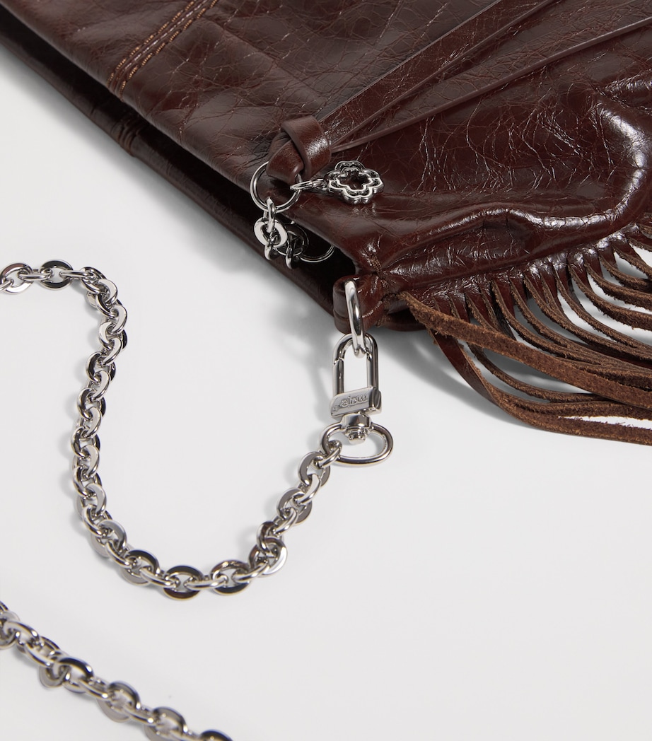 Leather Miss M Clutch Bag DARK BROWN Image 5