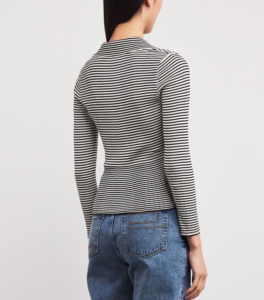 Knitted Open-Collar Polo Shirt DUAL-COLOR Image 4