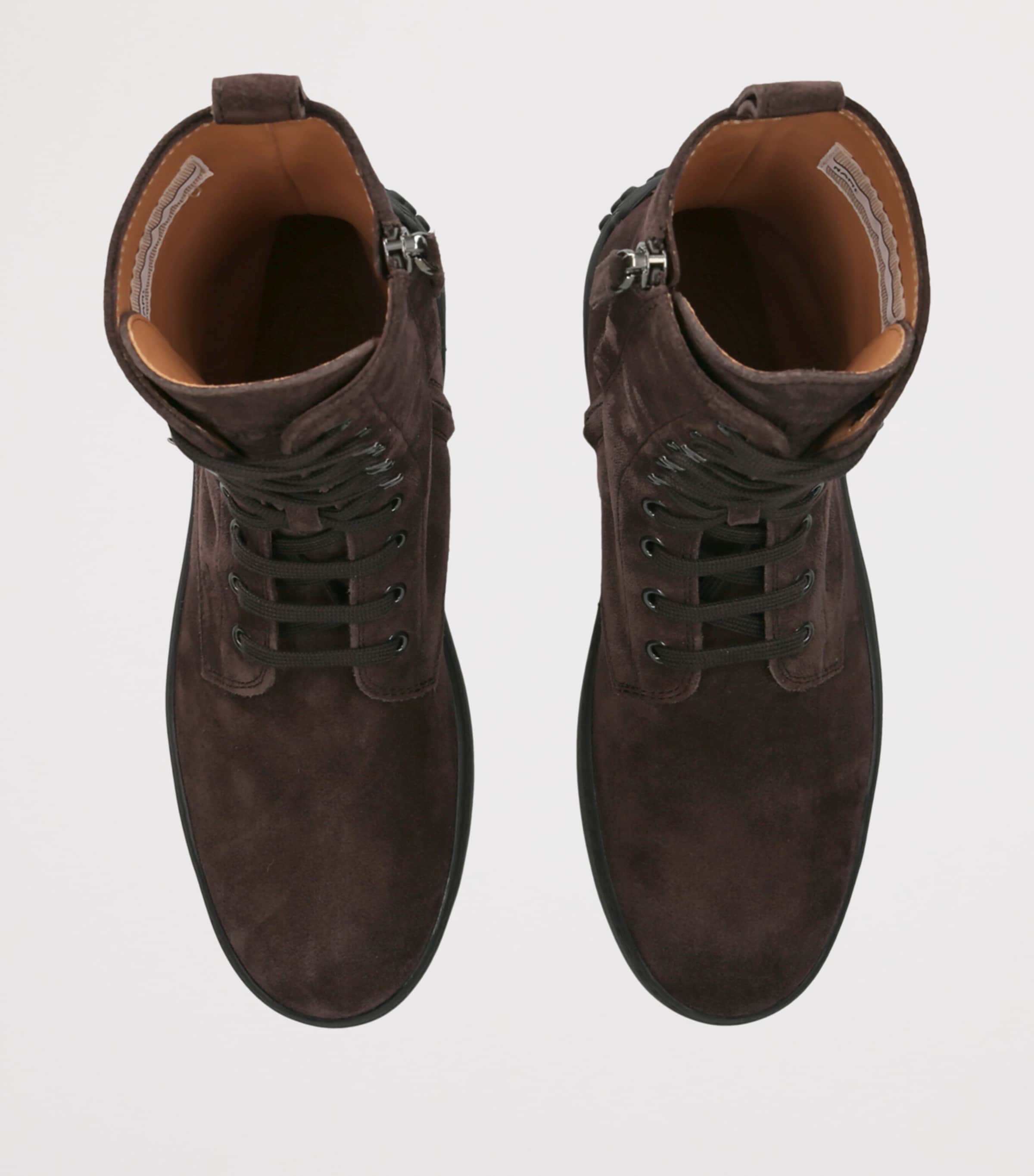 Tod's Suede Winter Gommino Lace-Up Ankle Boots Dark Brown Image 3