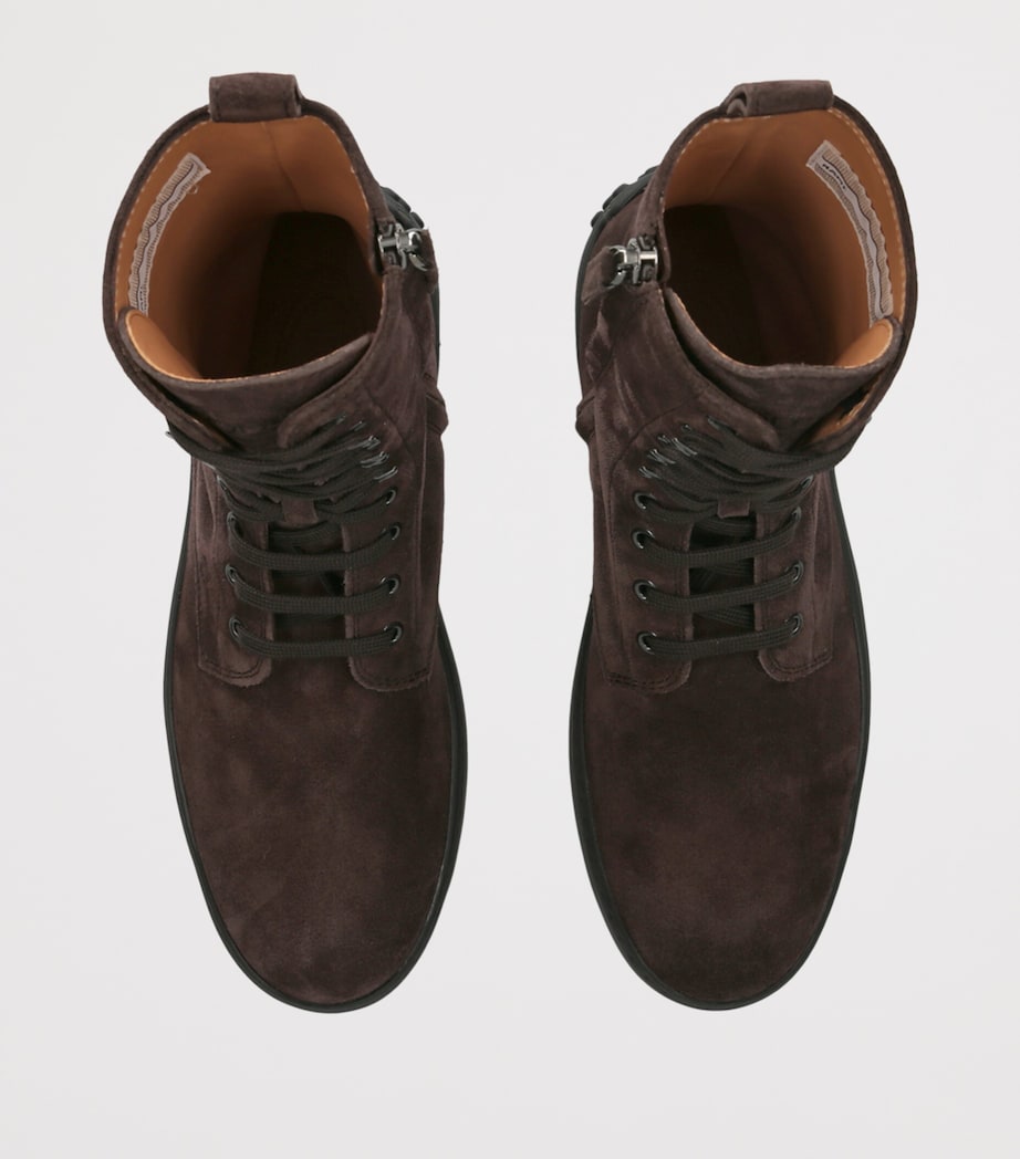 Tod's Suede Winter Gommino Lace-Up Ankle Boots Dark Brown Image 3