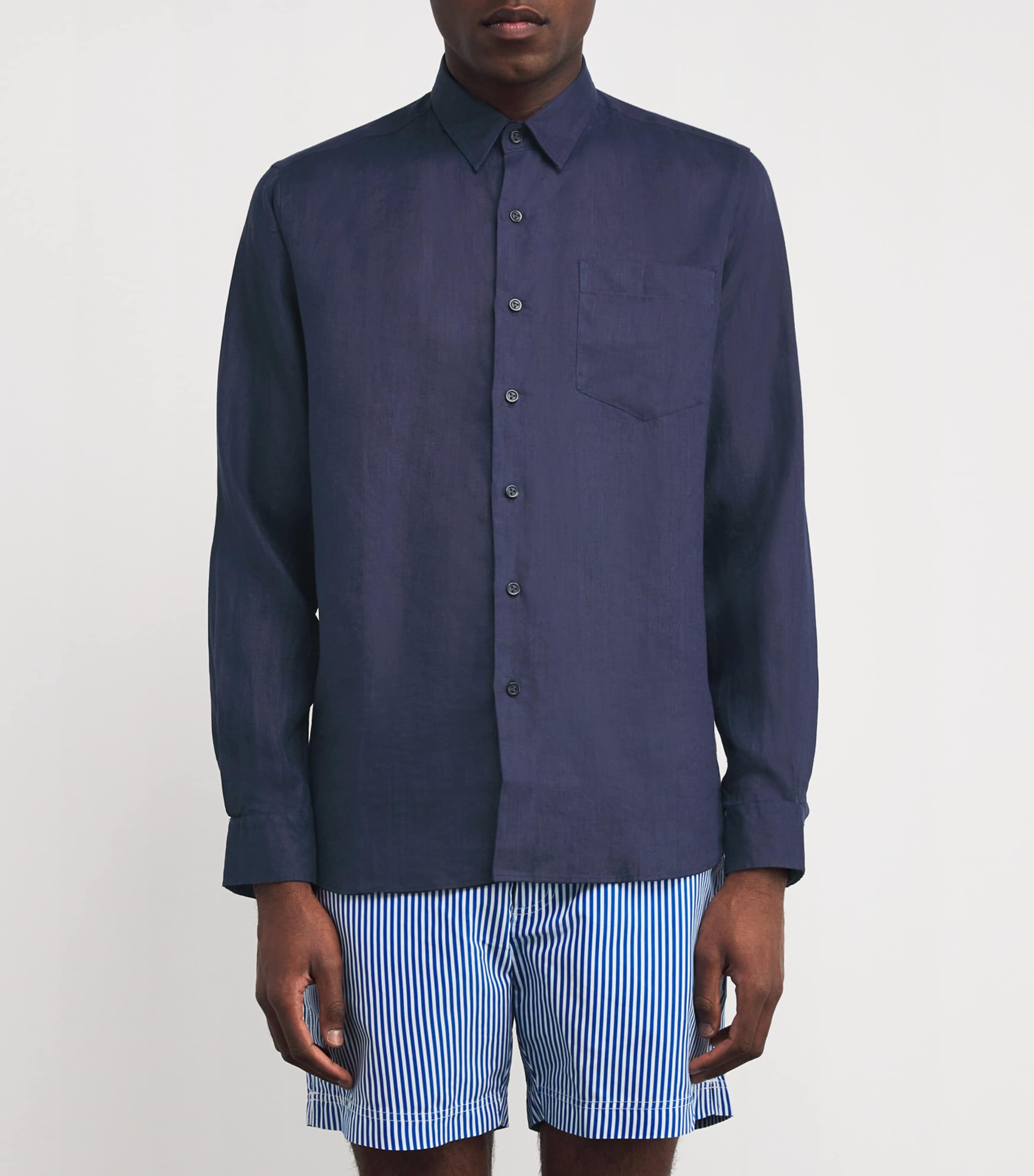 Linen Caroubis Shirt 390-BLEU MARINE Image 3