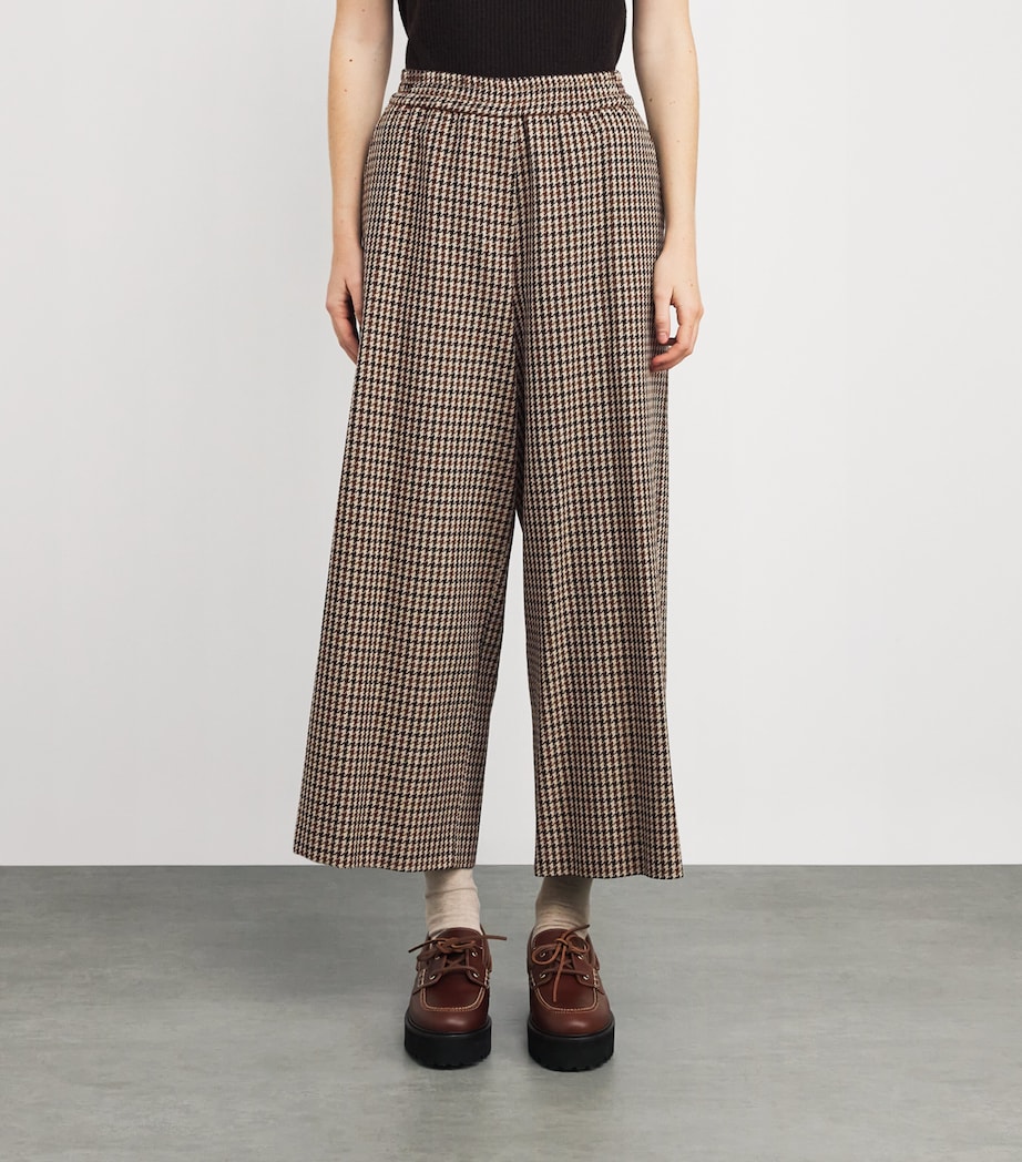 Virgin Wool-Cotton Houndstooth Trousers WINE-COLOURED Image 3