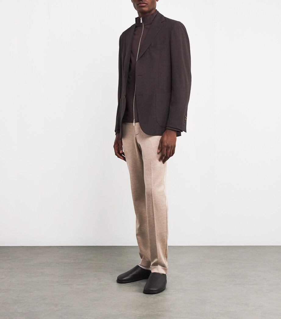 Wool Zip-Up Technical Jacket 04 BROWN Image 2