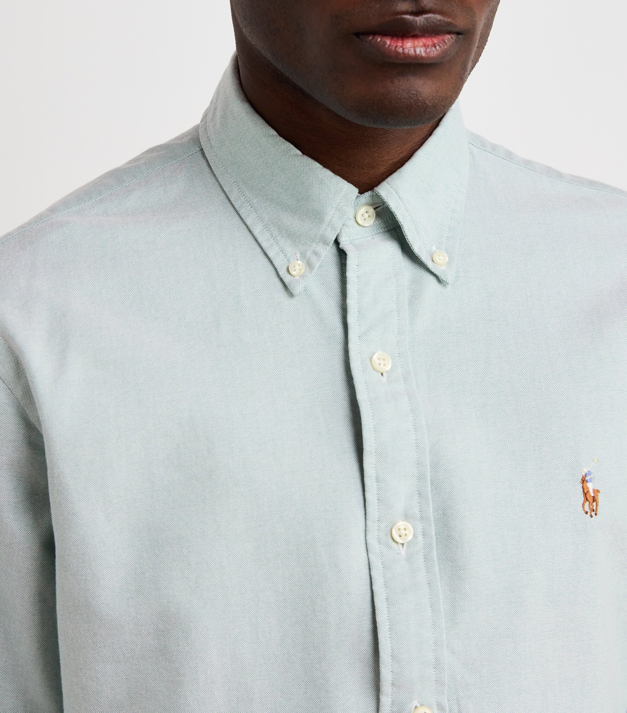 Polo Ralph Lauren Mens Cotton Custom Fit Oxford Shirt Green Image 6