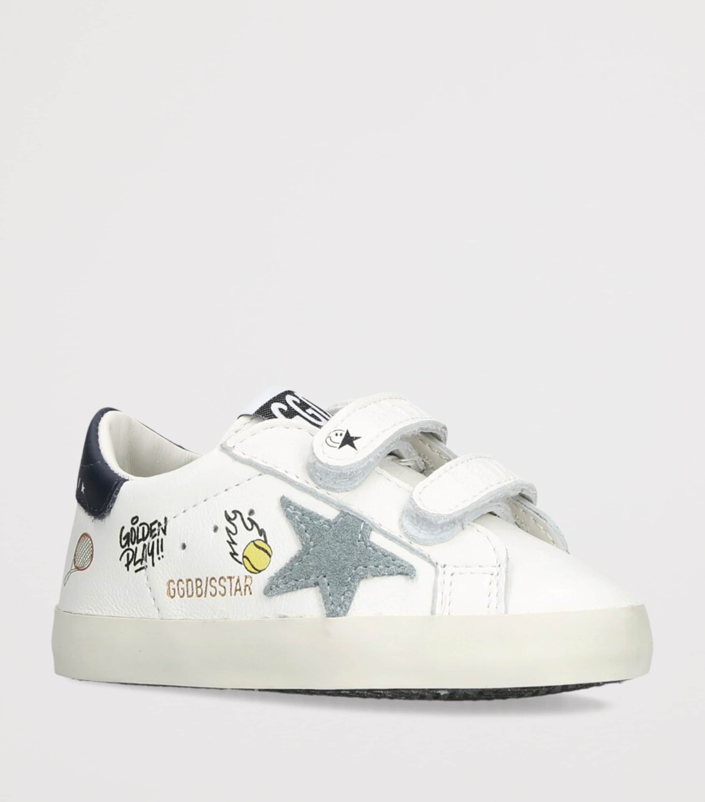 Leather Baby School Sneakers MID BLUE Image 3