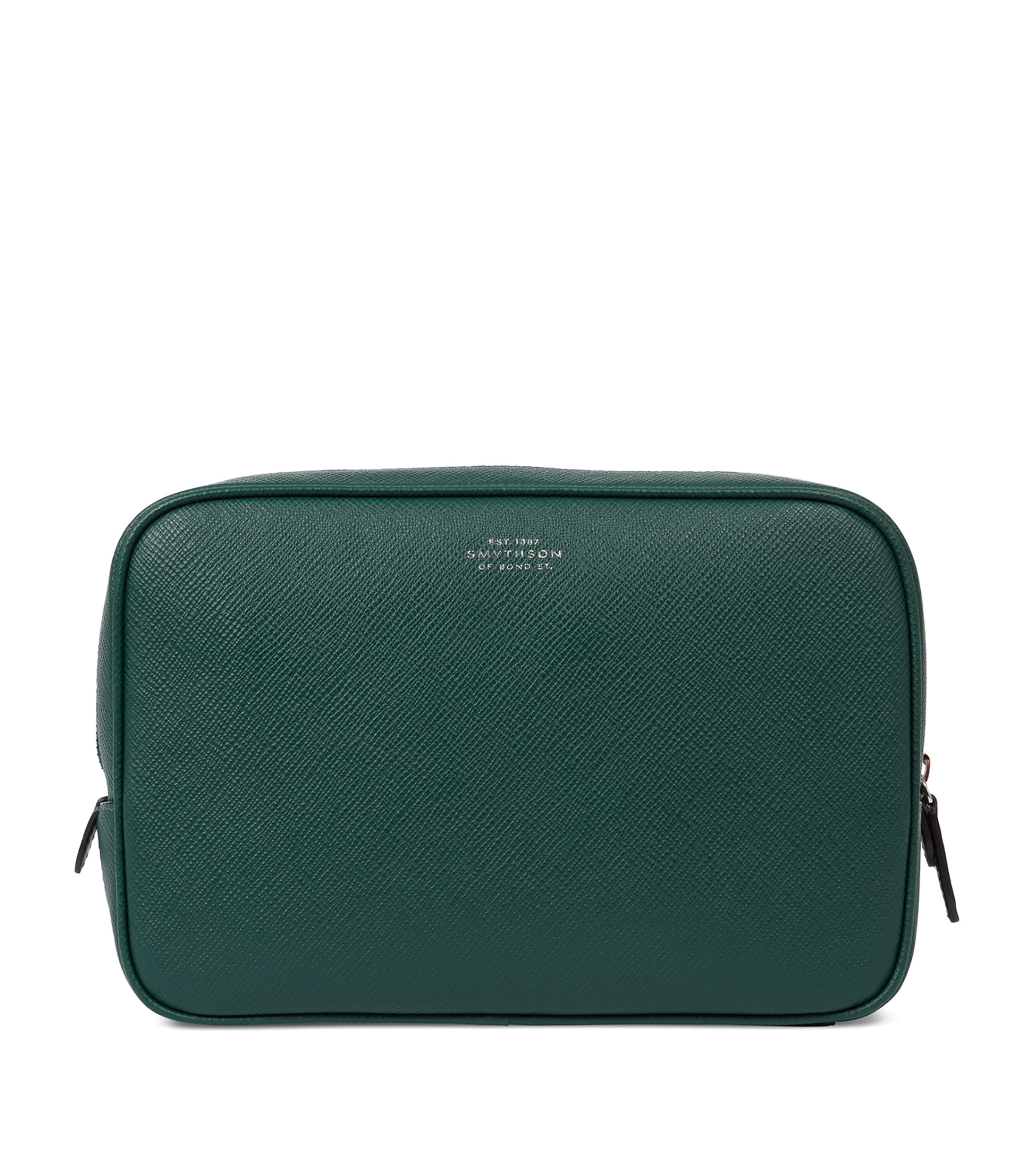 Shop Smythson Panama Leather Tech Organiser Pouch In Green