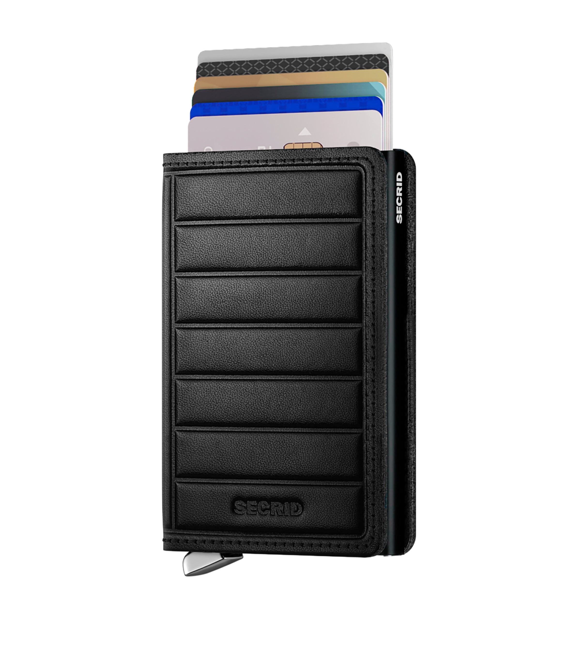 Secrid Leather Emboss Lines Slimwallet In Black