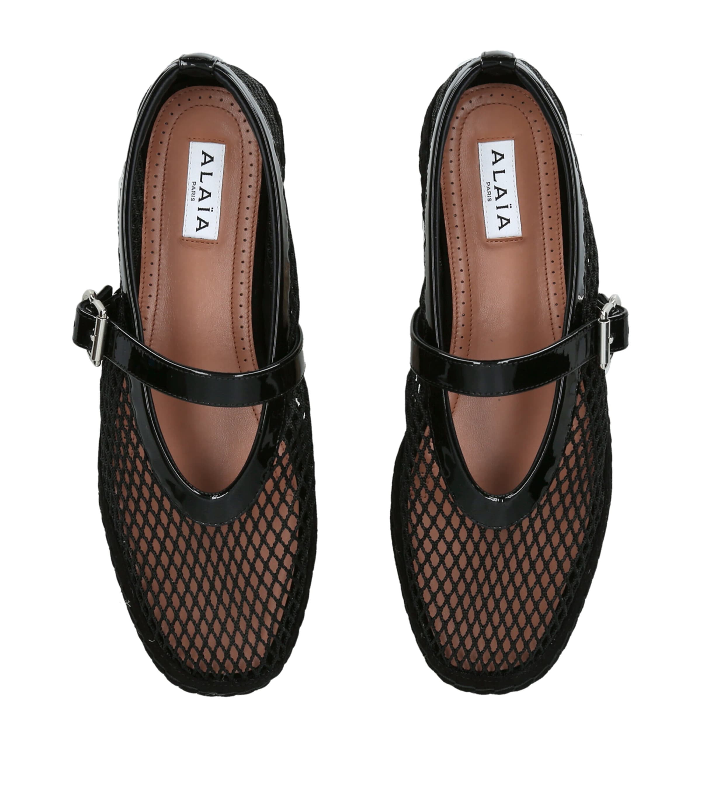 Alaïa Patent Leather Mesh Espadrilles Black Image 4
