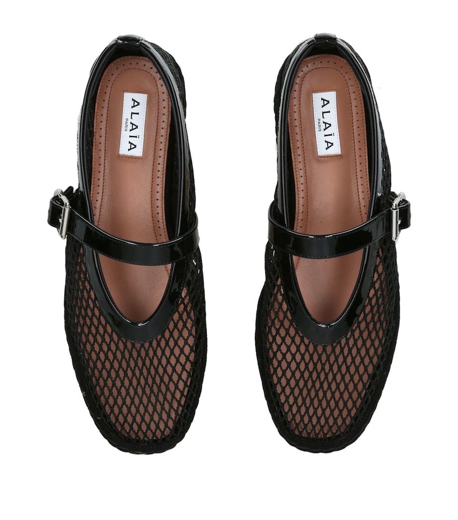 Alaïa Patent Leather Mesh Espadrilles Black Image 4