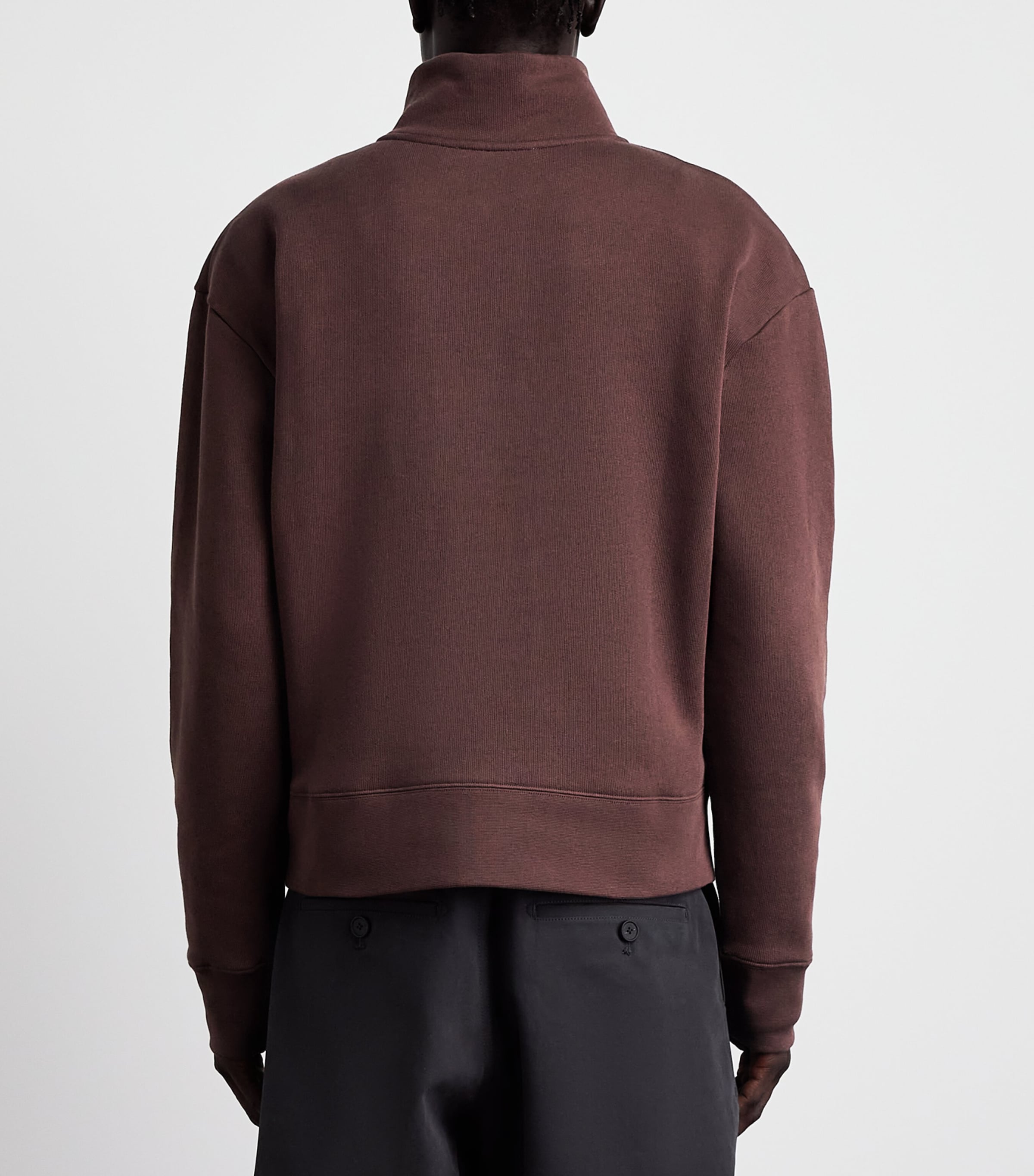 Studio Nicholson Mens Cotton Half-Zip Sweatshirt Chesnut Image 5