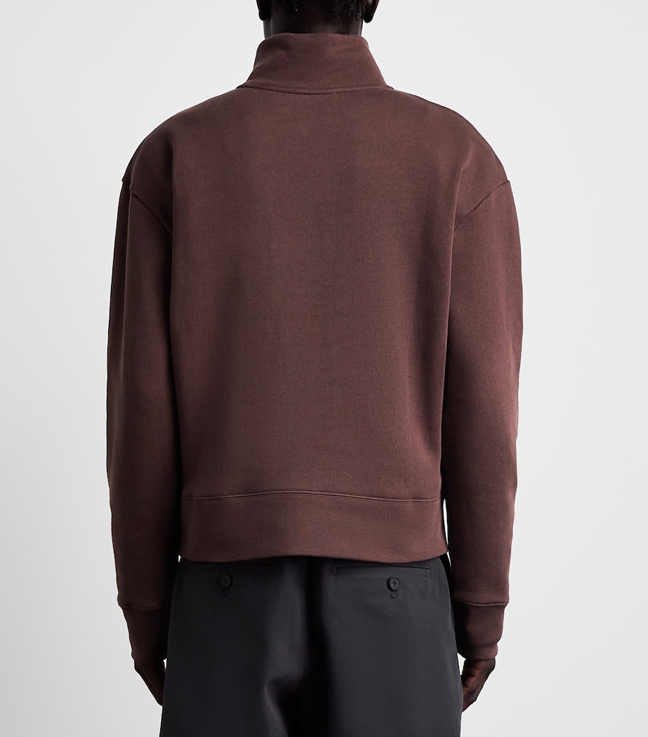 Studio Nicholson Mens Cotton Half-Zip Sweatshirt Chesnut Image 5