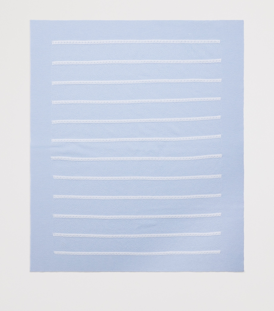 Paz Rodriguez Cotton Fogar Blanket Light Blue/cream Image 2