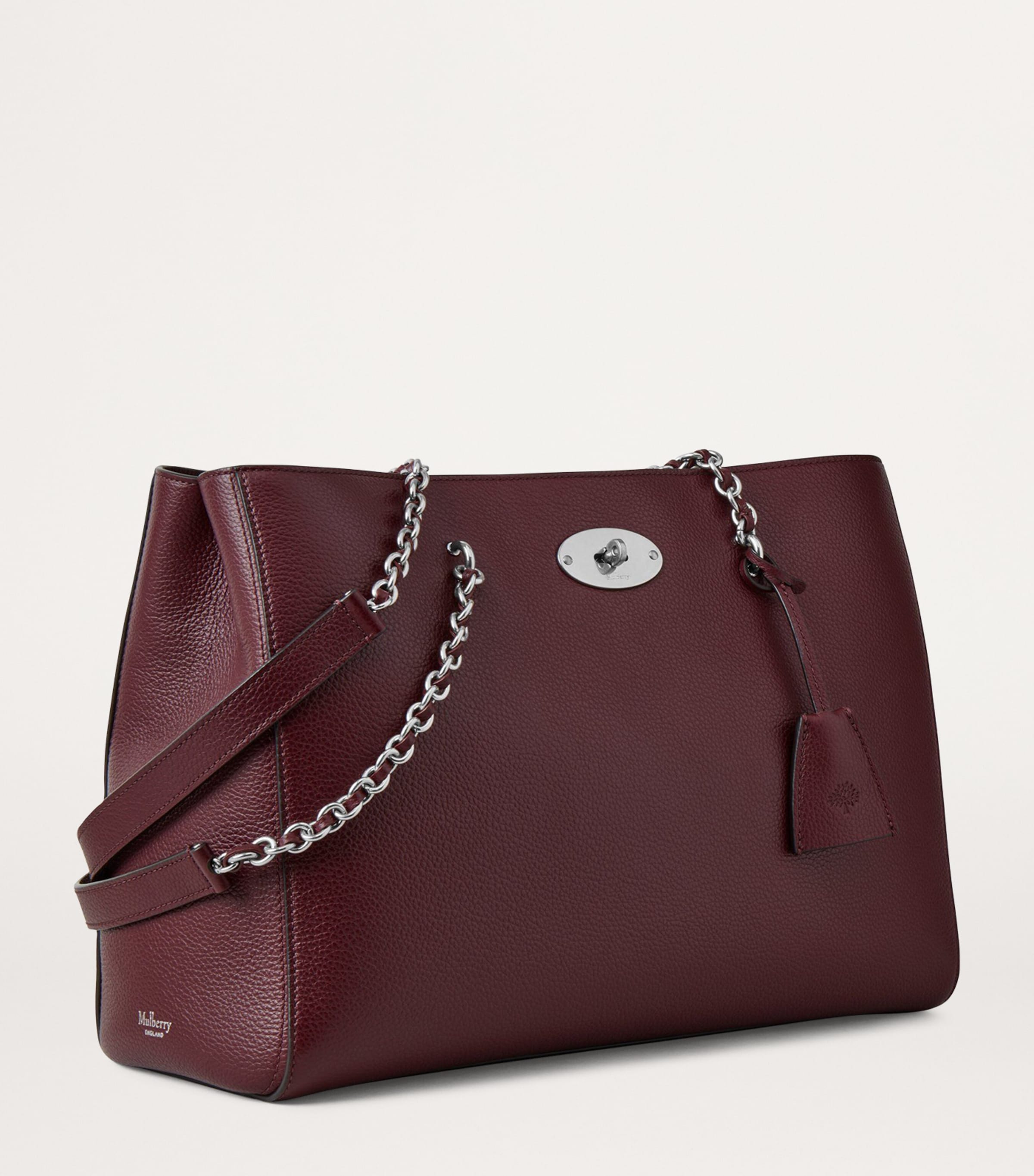 バッグ Mulberry Mulberry Burgundy Small Leather Lily Chain Tote Bag | Harrods US