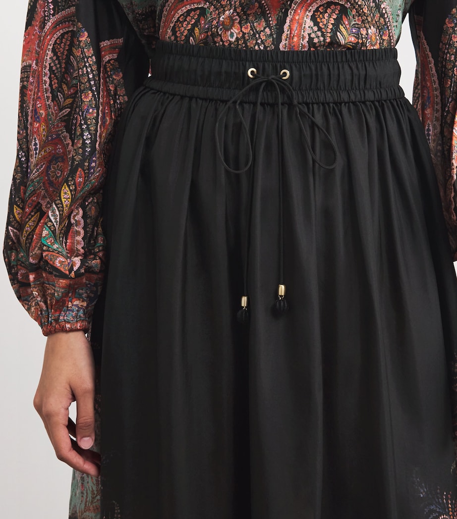 Silk Rhiannon Ruffle Maxi Skirt BLKP BLACK PAISLEY Image 6