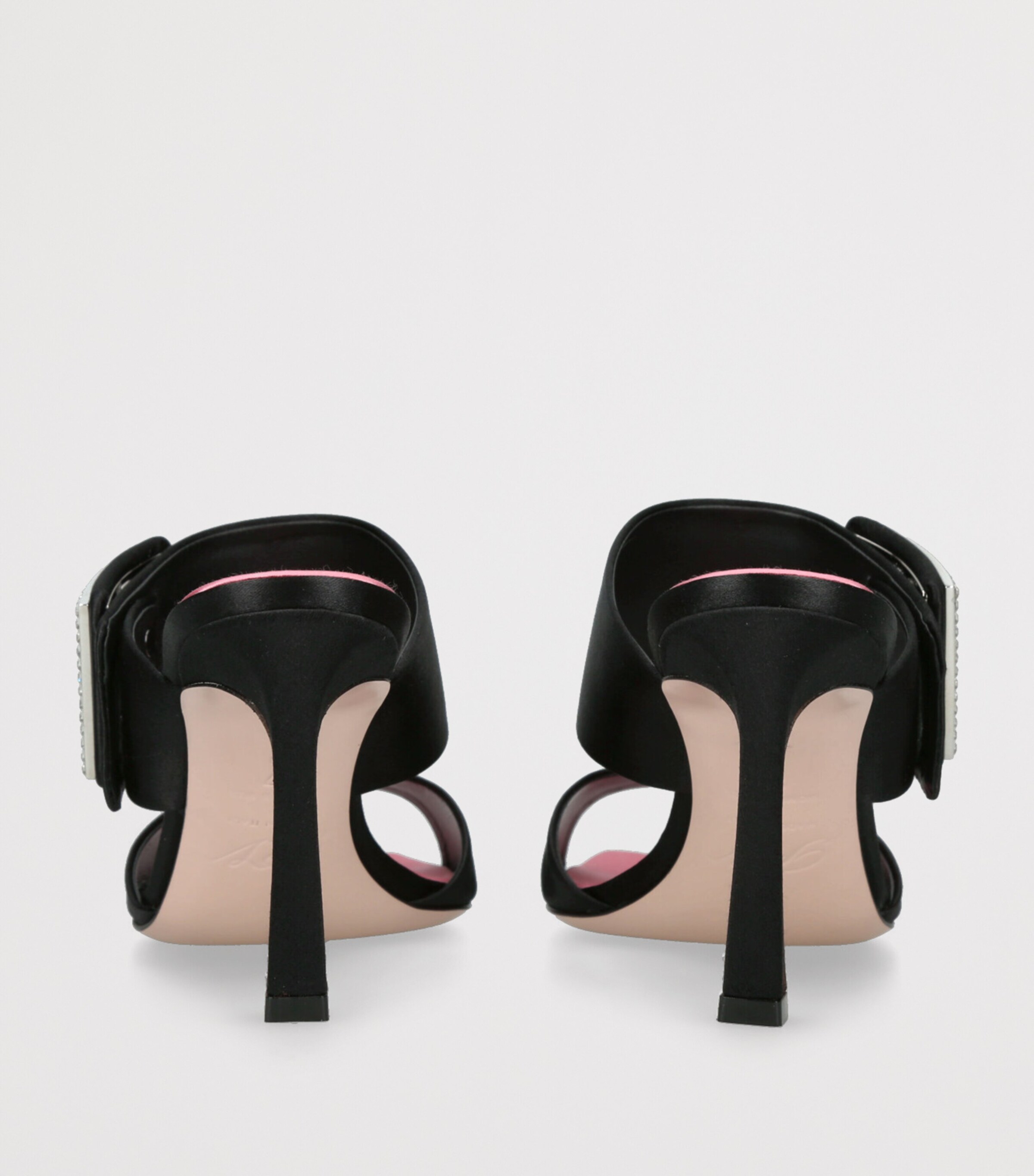 Roger Vivier Satin Trompette Wide-Strap Mules 85 Black Image 2
