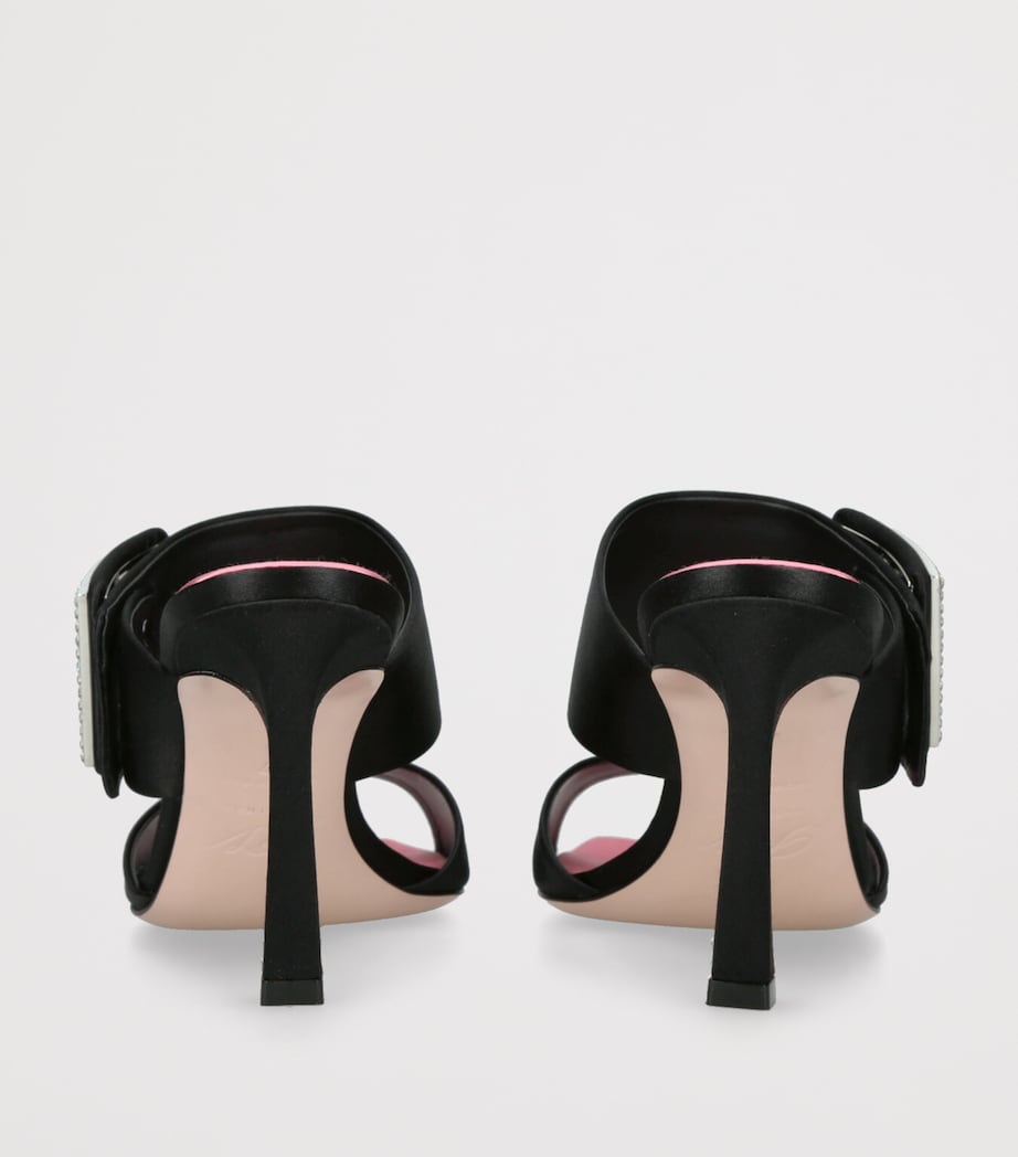 Roger Vivier Satin Trompette Wide-Strap Mules 85 Black Image 2