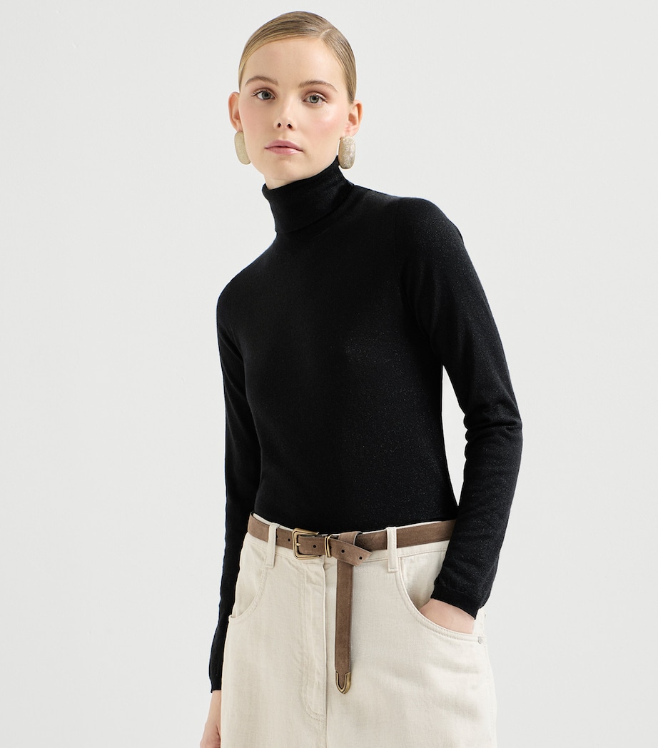 Brunello Cucinelli Womens Cashmere-Silk-Blend Rollneck Sweater Image 3