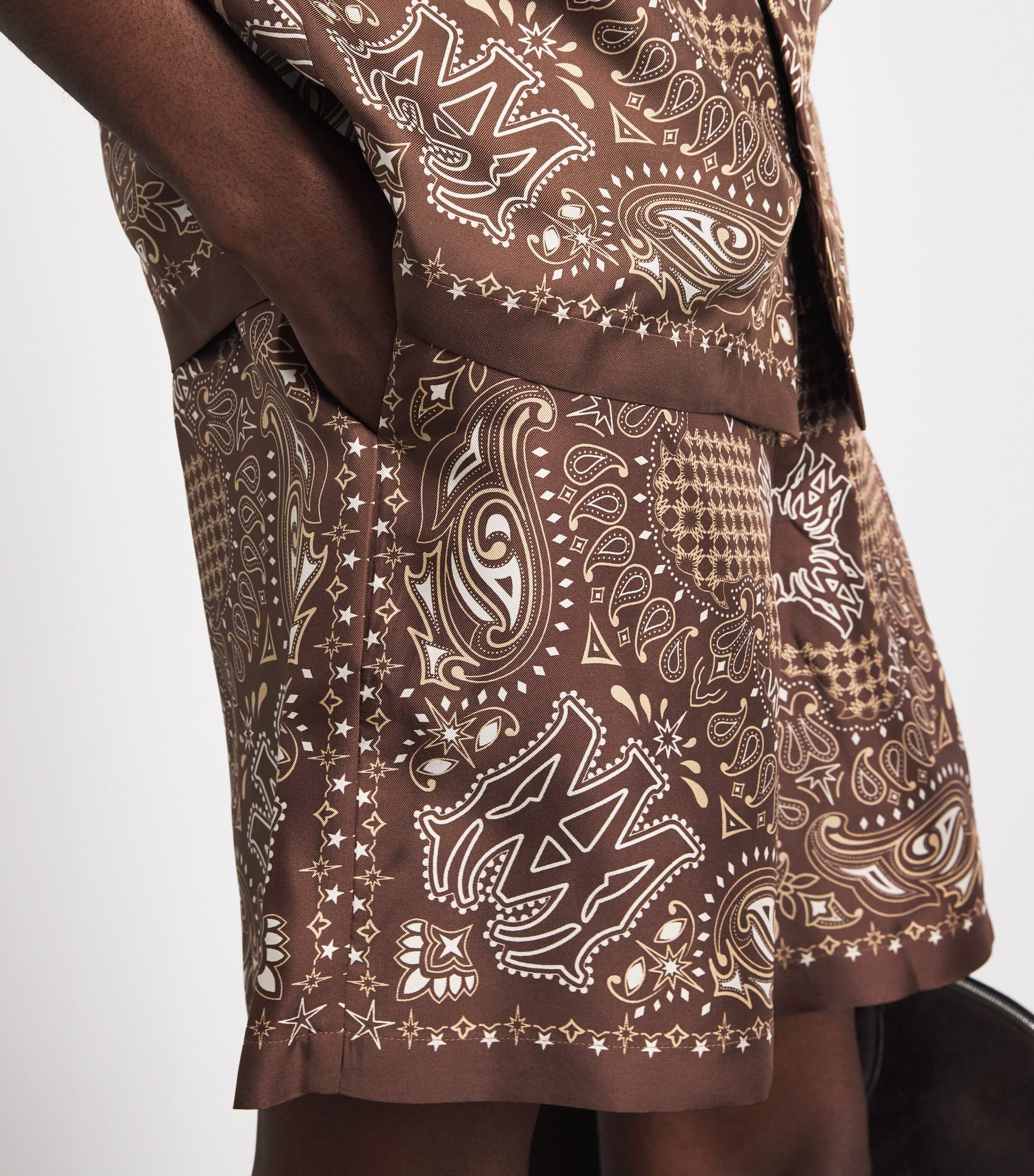 AMIRI Mens Silk MA Check Shorts Tobacco Image 3