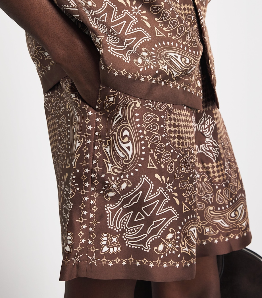 AMIRI Mens Silk MA Check Shorts Tobacco Image 3