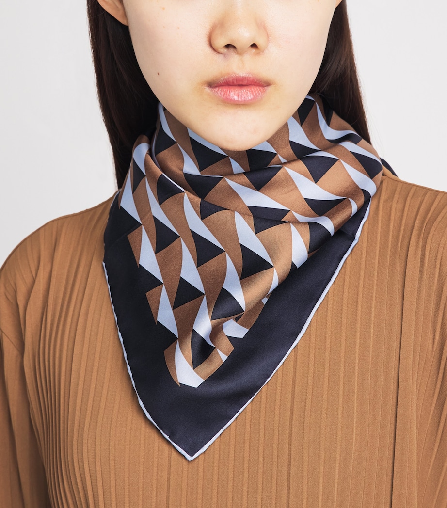 MM Silk Printed Scarf Brown Bronze Image 3