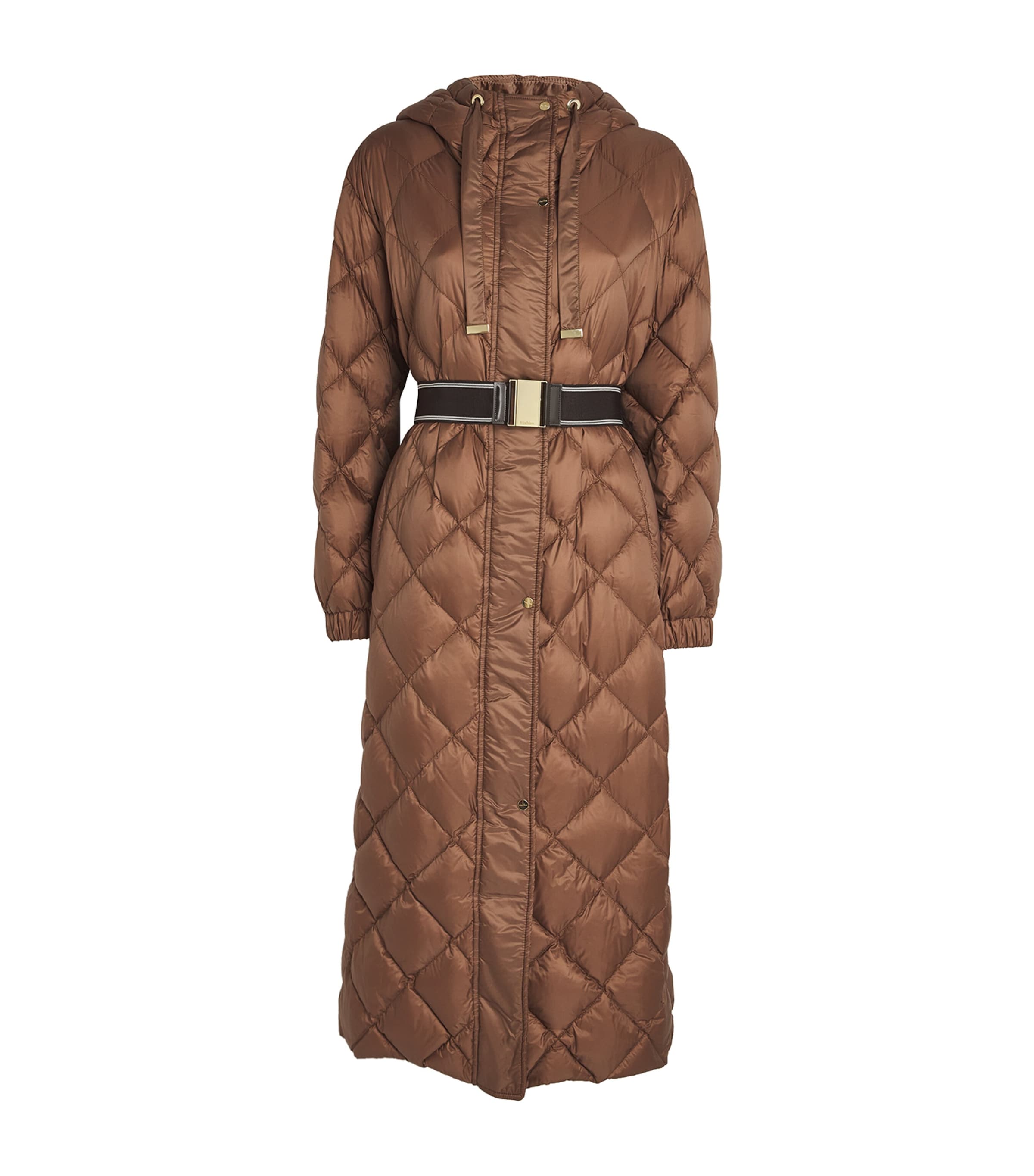 Shop Max Mara Quilted Trefel Coat In Brown