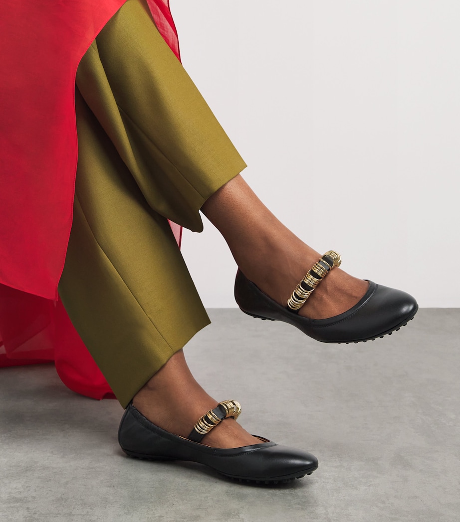 Leather Ballet Flats BLACK Image 2