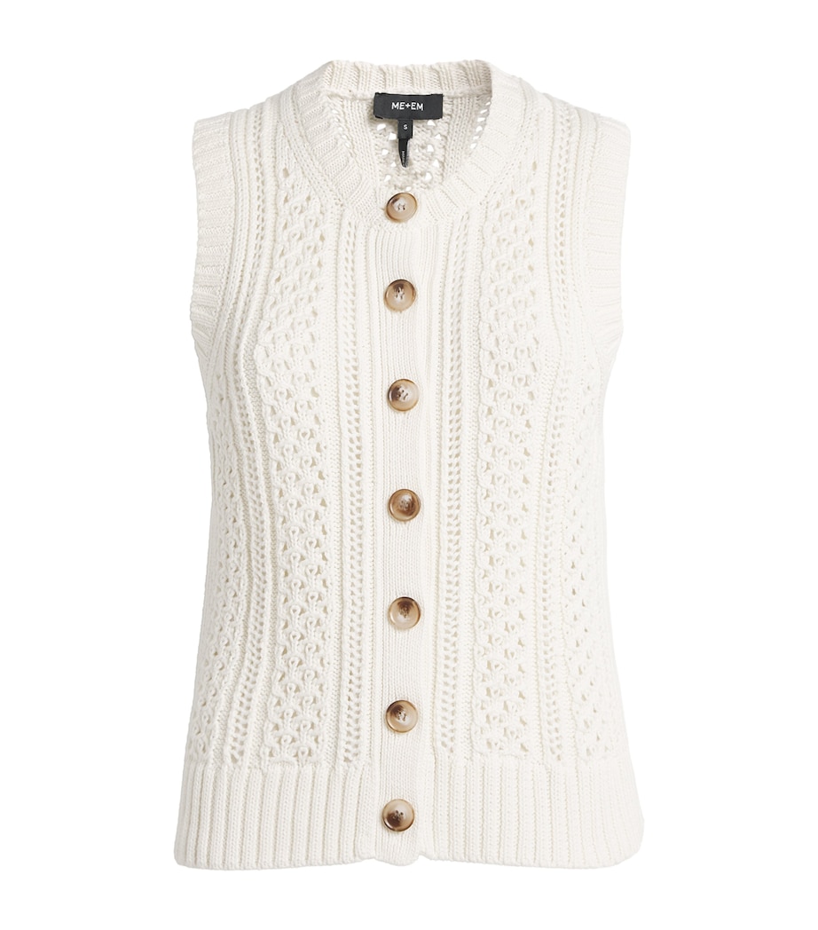 Cotton Open-Stitch Vest CREAM Image 1