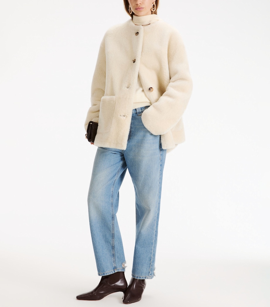 Marella Womens Ram Shearling Oversized Jacket Cream Image 2