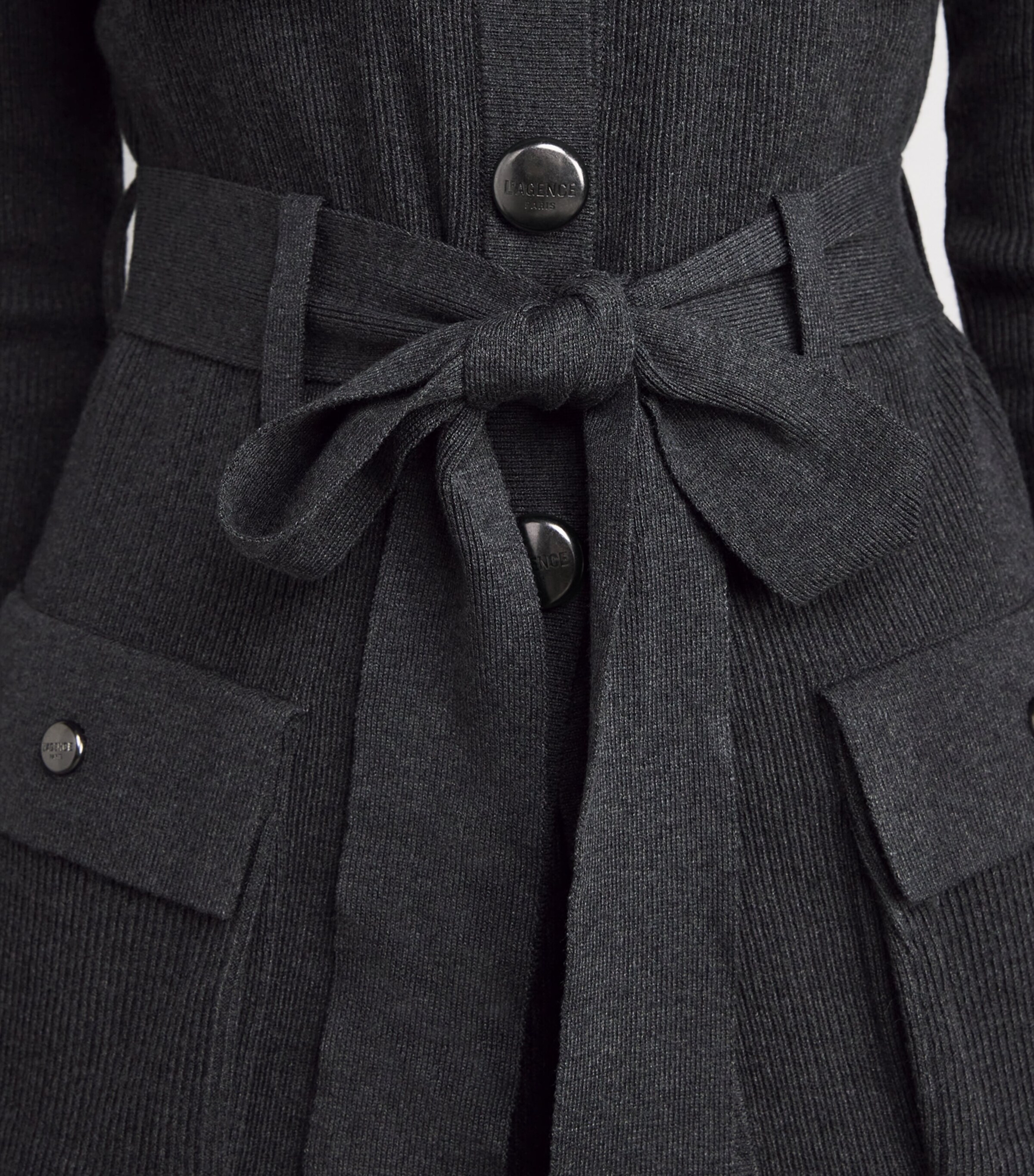 Stretch-Knit Lore Cardigan CHARCL GREY/GUNMTL Image 6