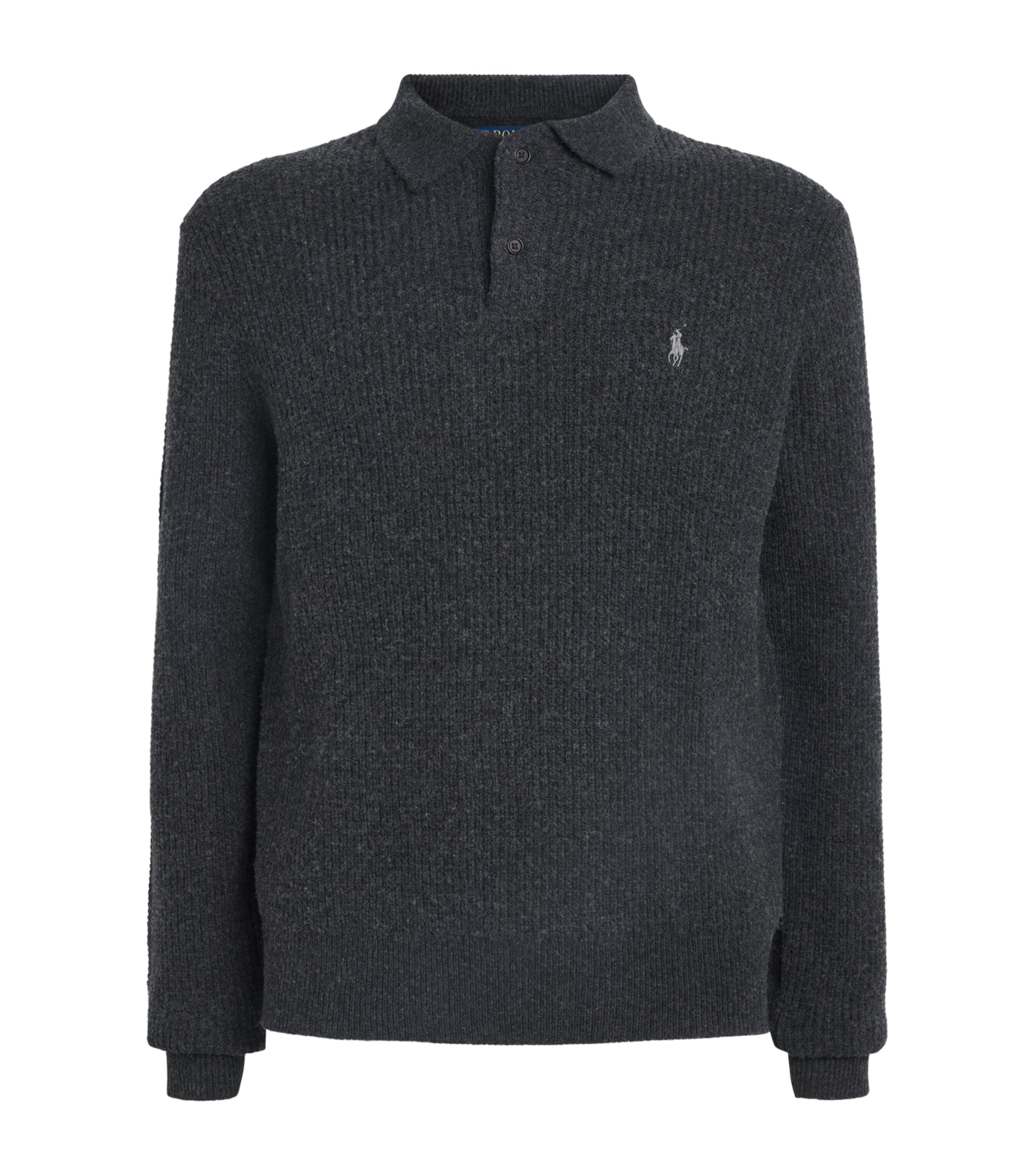 Wool-Cotton Polo Sweater DARK GRANITE HEATHER Image 1